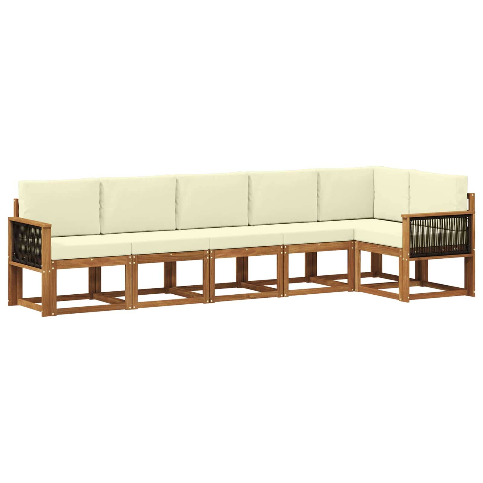 vidaXL Outdoor-Sofagarnitur mit Kissen 6 pcs Natur und Creme Polyester