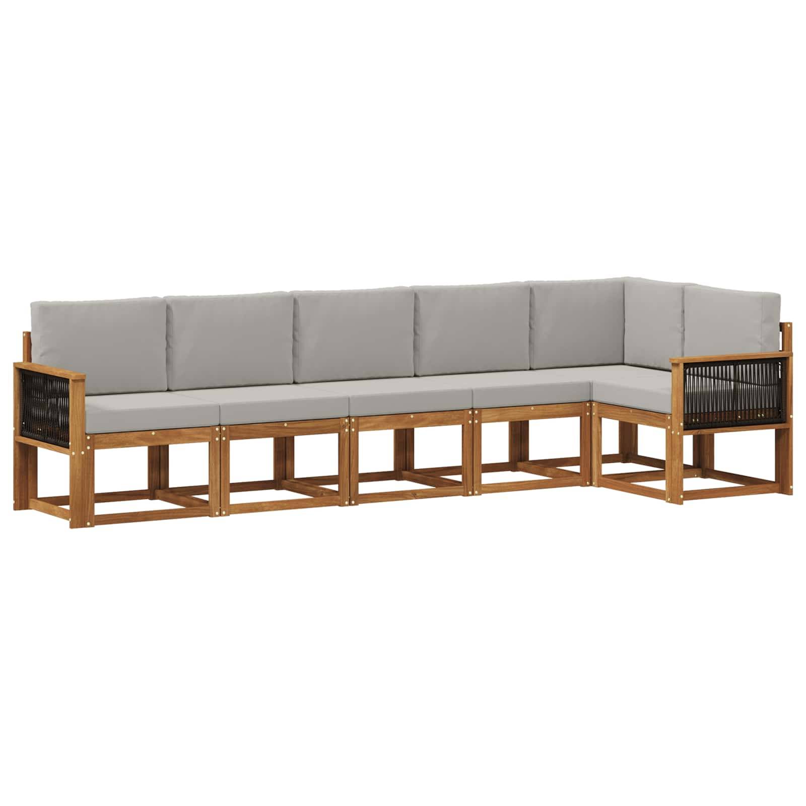 vidaXL Outdoor-Sofagarnitur 6 pcs Natürlich und Hellgrau Polyester