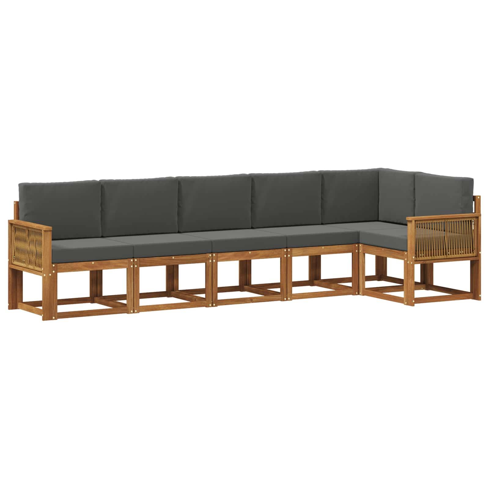 vidaXL Outdoor-Sofagarnitur 6 pcs Natur und Anthrazit Polyester