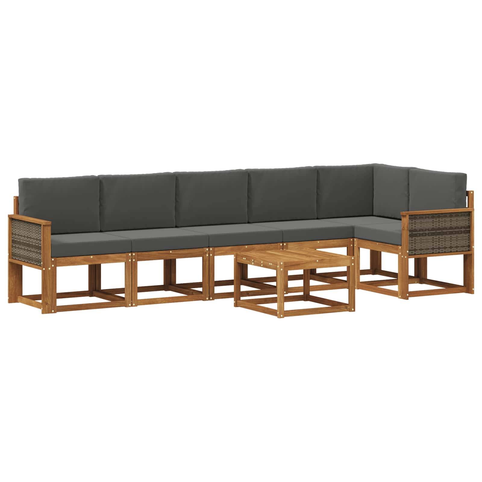 vidaXL Outdoor-Sofagarnitur 7 pcs Natur und Anthrazit Polyester