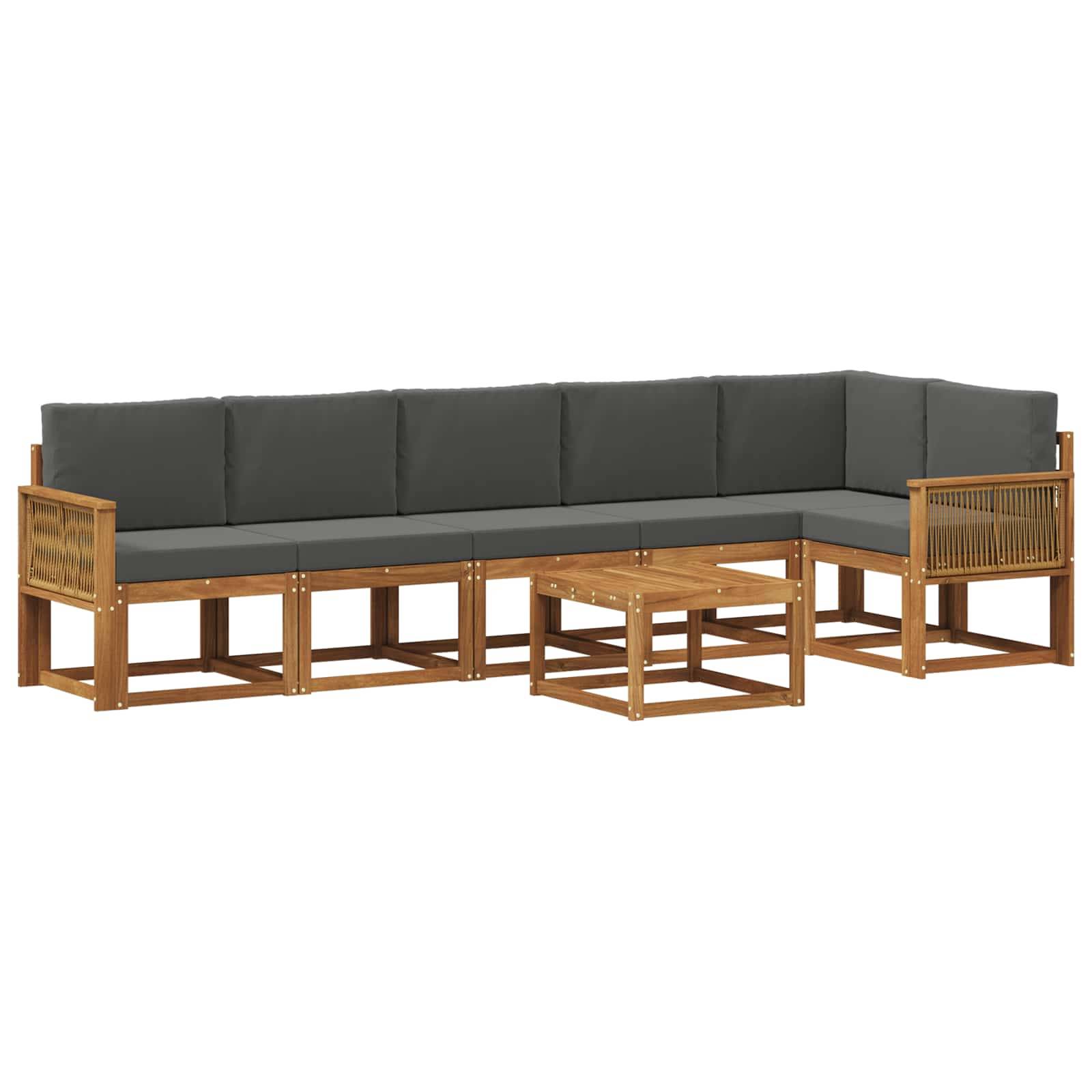 vidaXL Outdoor-Sofagarnitur 7 pcs Natur und Anthrazit Polyester