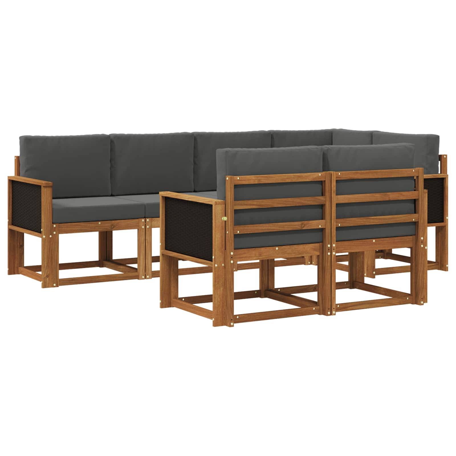 vidaXL Outdoor-Sofagarnitur 7 pcs Natur und Anthrazit Polyester