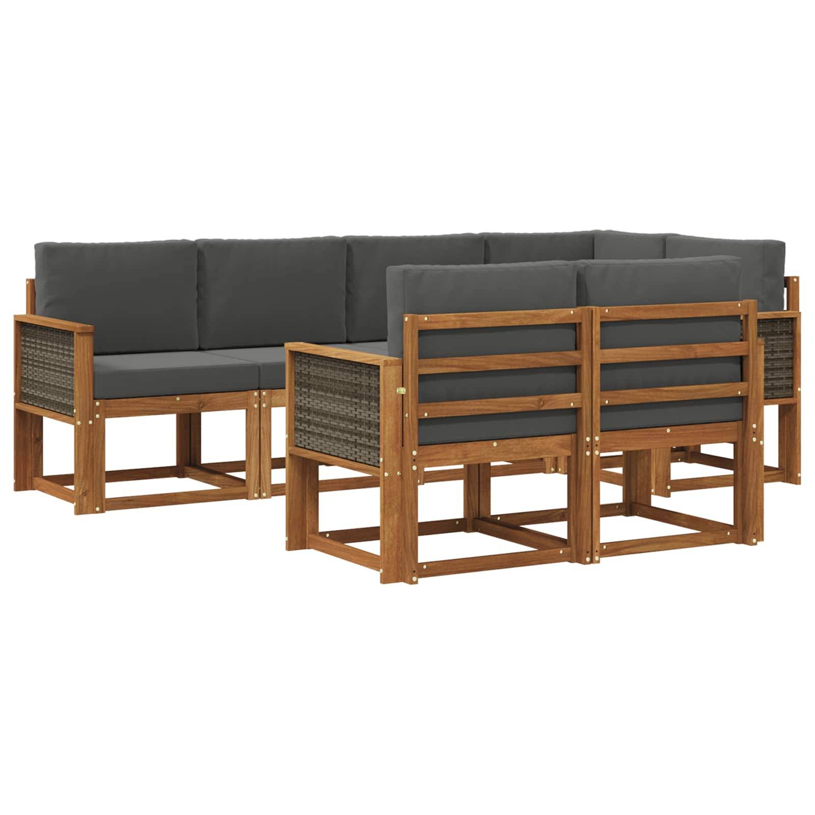 vidaXL Outdoor-Sofagarnitur 7 pcs Natur und Anthrazit Polyester