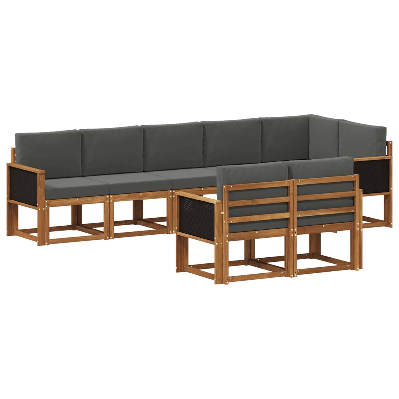 vidaXL Outdoor-Sofagarnitur 8 pcs Natur und Anthrazit Polyester