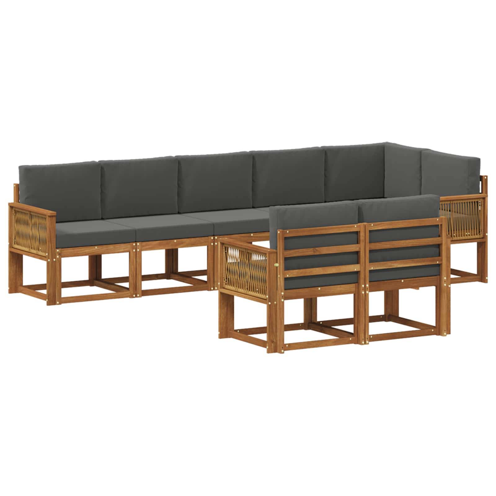 vidaXL Outdoor-Sofagarnitur 8 pcs Natur und Anthrazit Polyester
