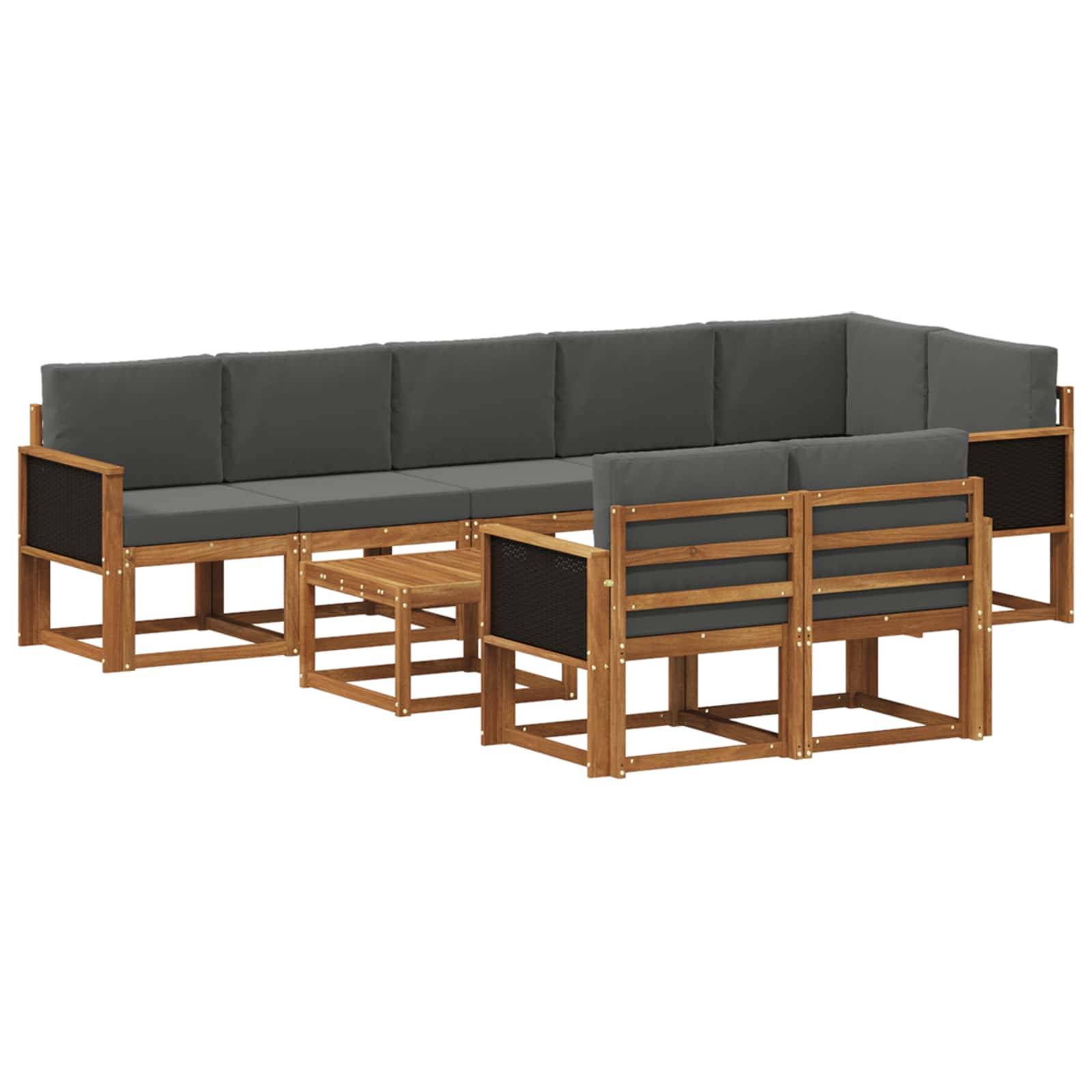 vidaXL Outdoor-Sofagarnitur 9 pcs Natur und Anthrazit Polyester