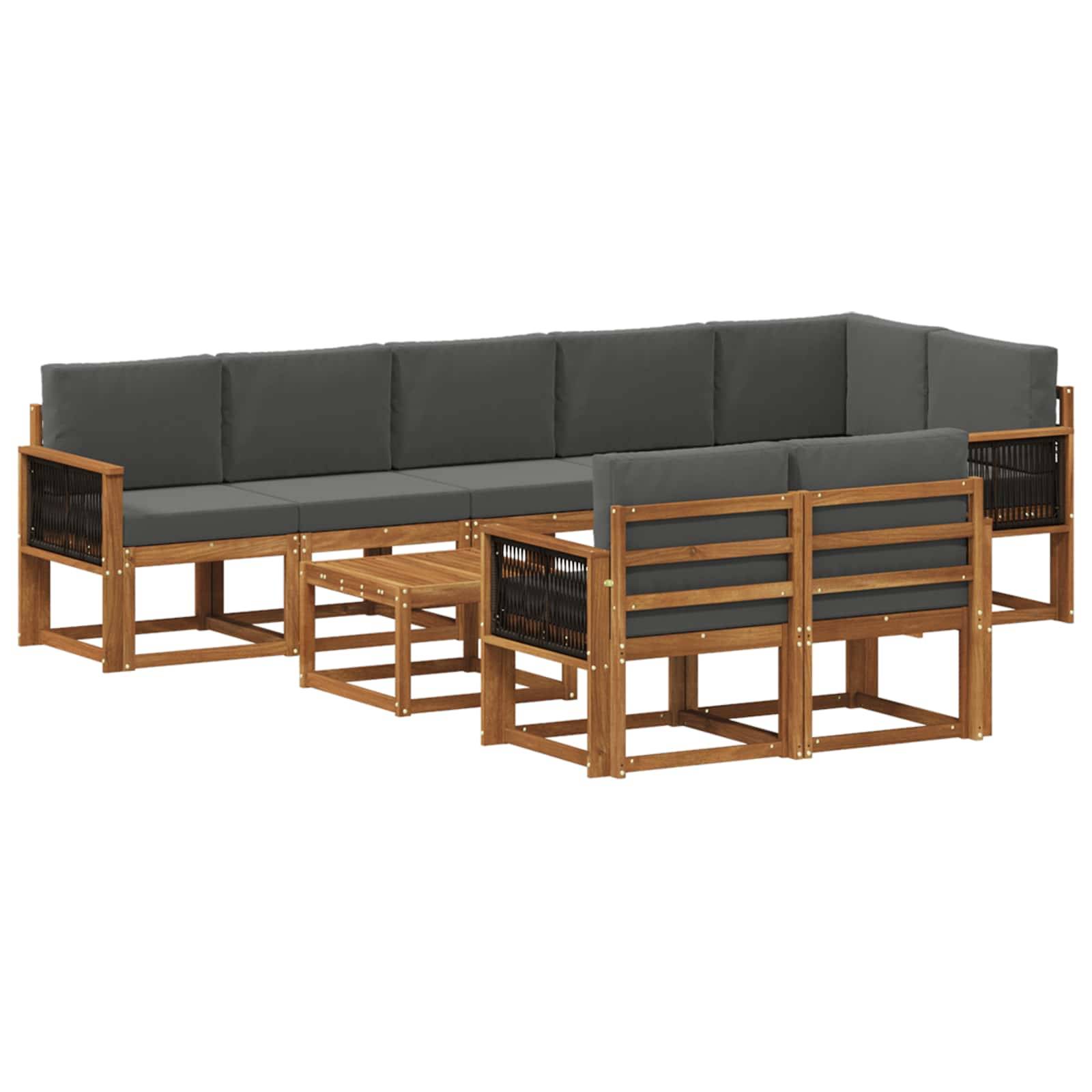 vidaXL Outdoor-Sofagarnitur 9 pcs Natur und Anthrazit Polyester
