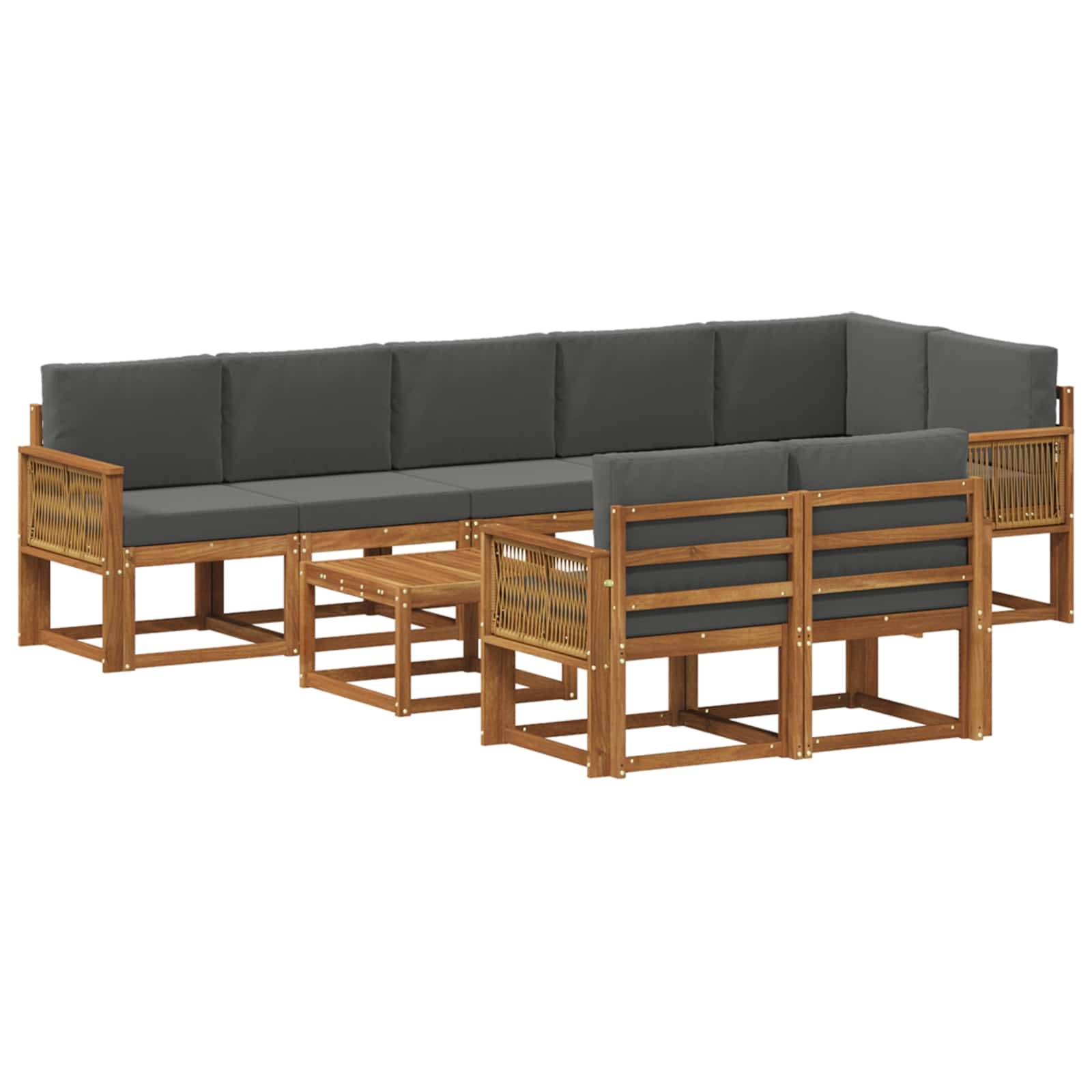 vidaXL Outdoor-Sofagarnitur 9 pcs Natur und Anthrazit Polyester