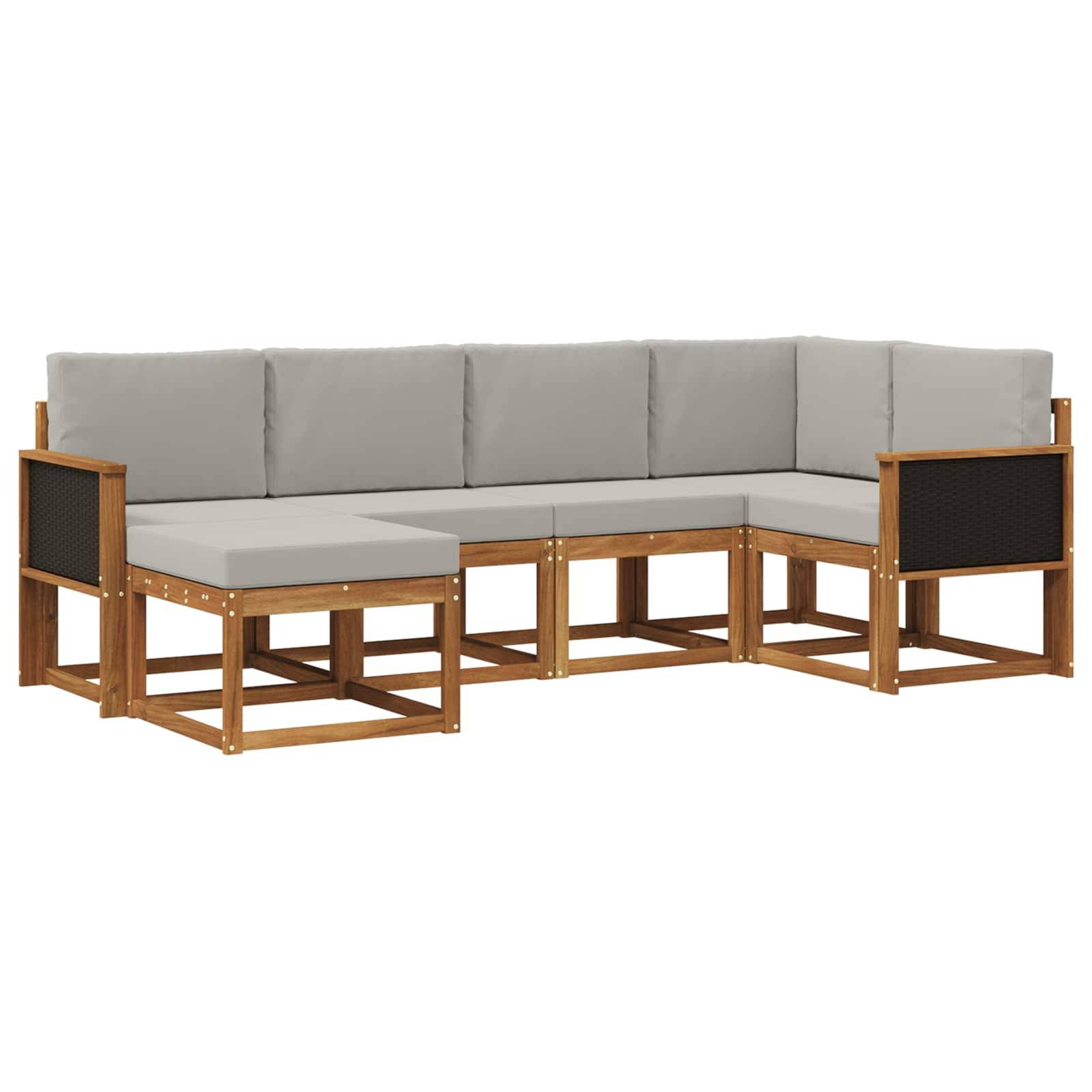 vidaXL Outdoor-Sofagarnitur 6 pcs Natürlich und Hellgrau