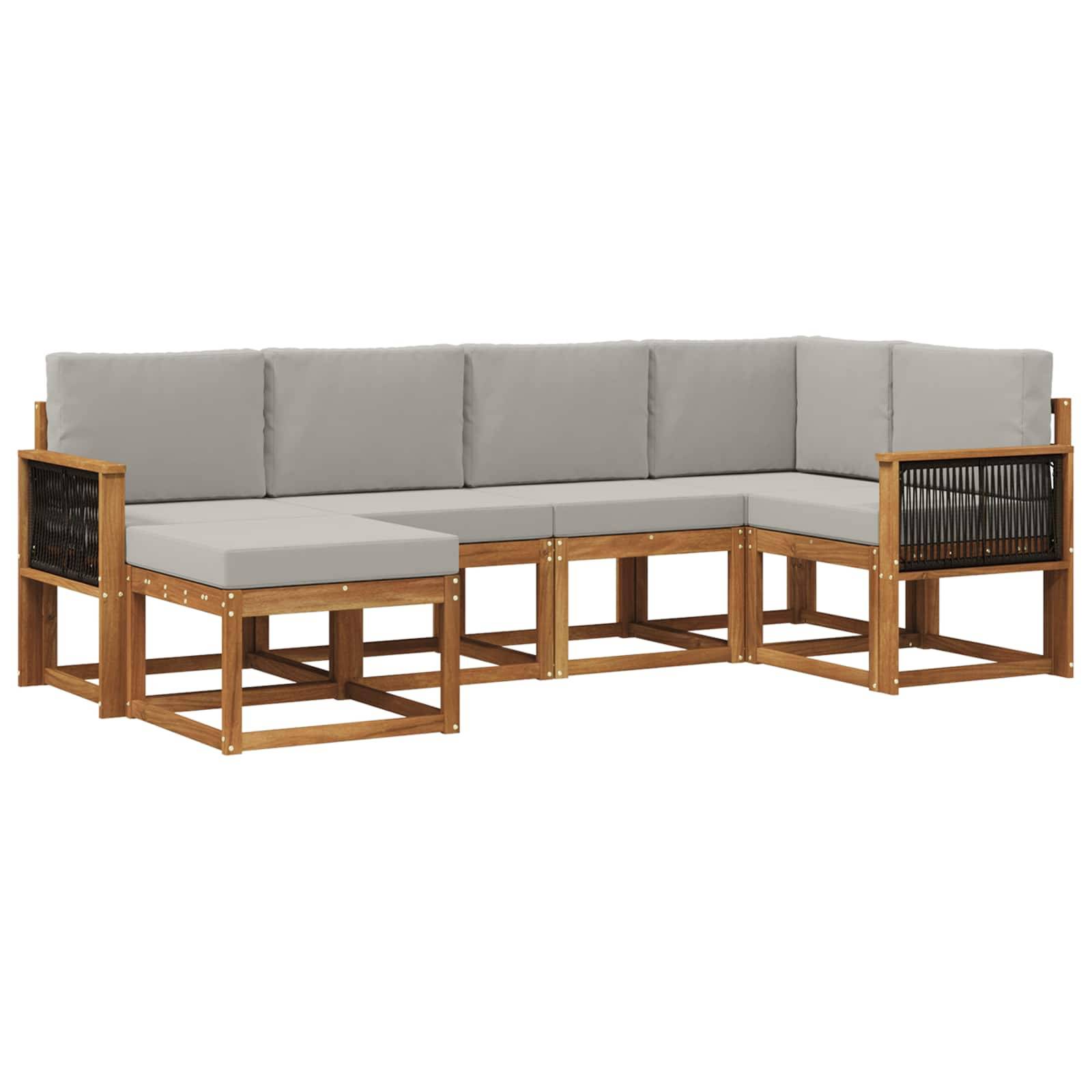 vidaXL Outdoor-Sofagarnitur 6 pcs Natürlich und Hellgrau