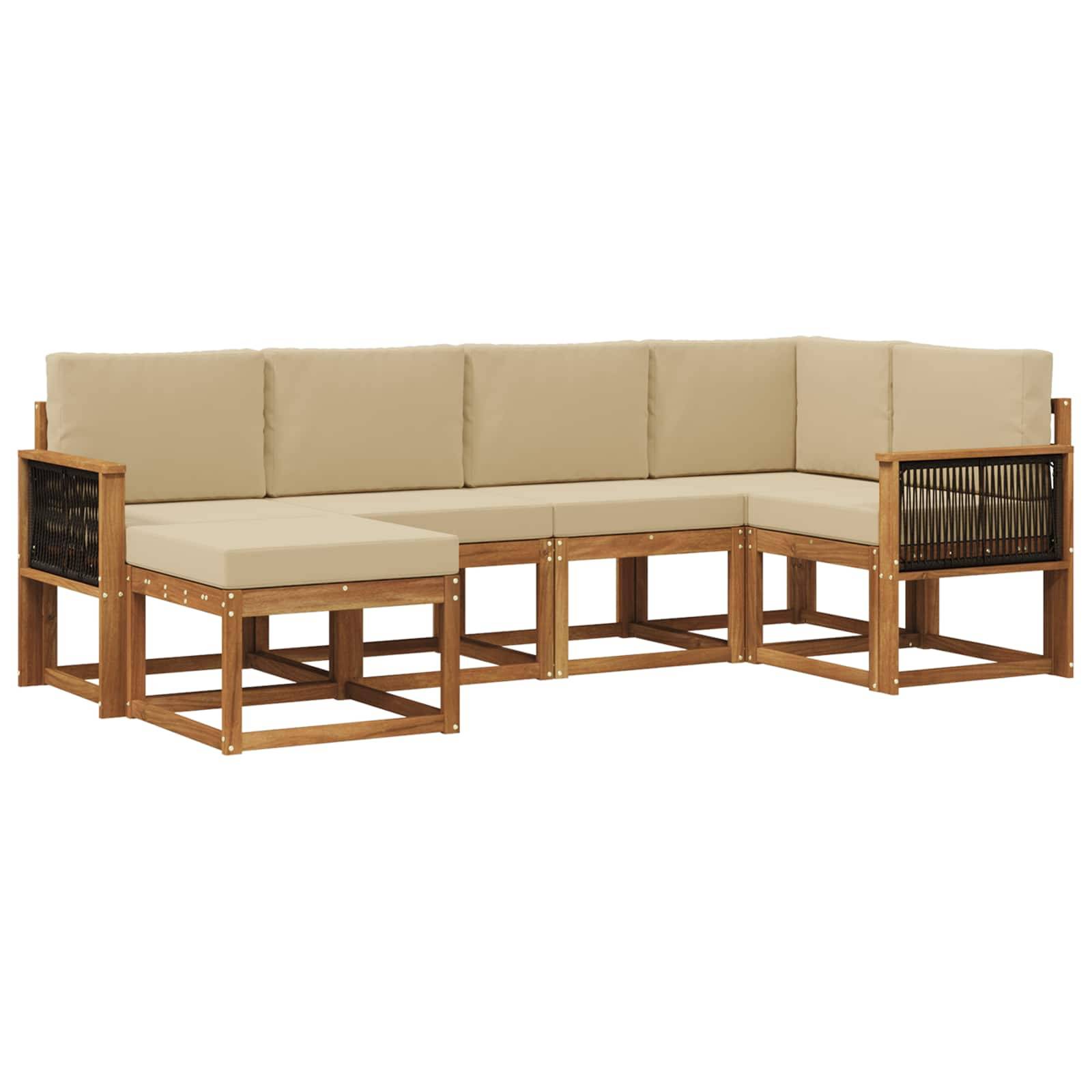 vidaXL Outdoor-Sofagarnitur 6 pcs Natur und Beige Massivholz Akazie