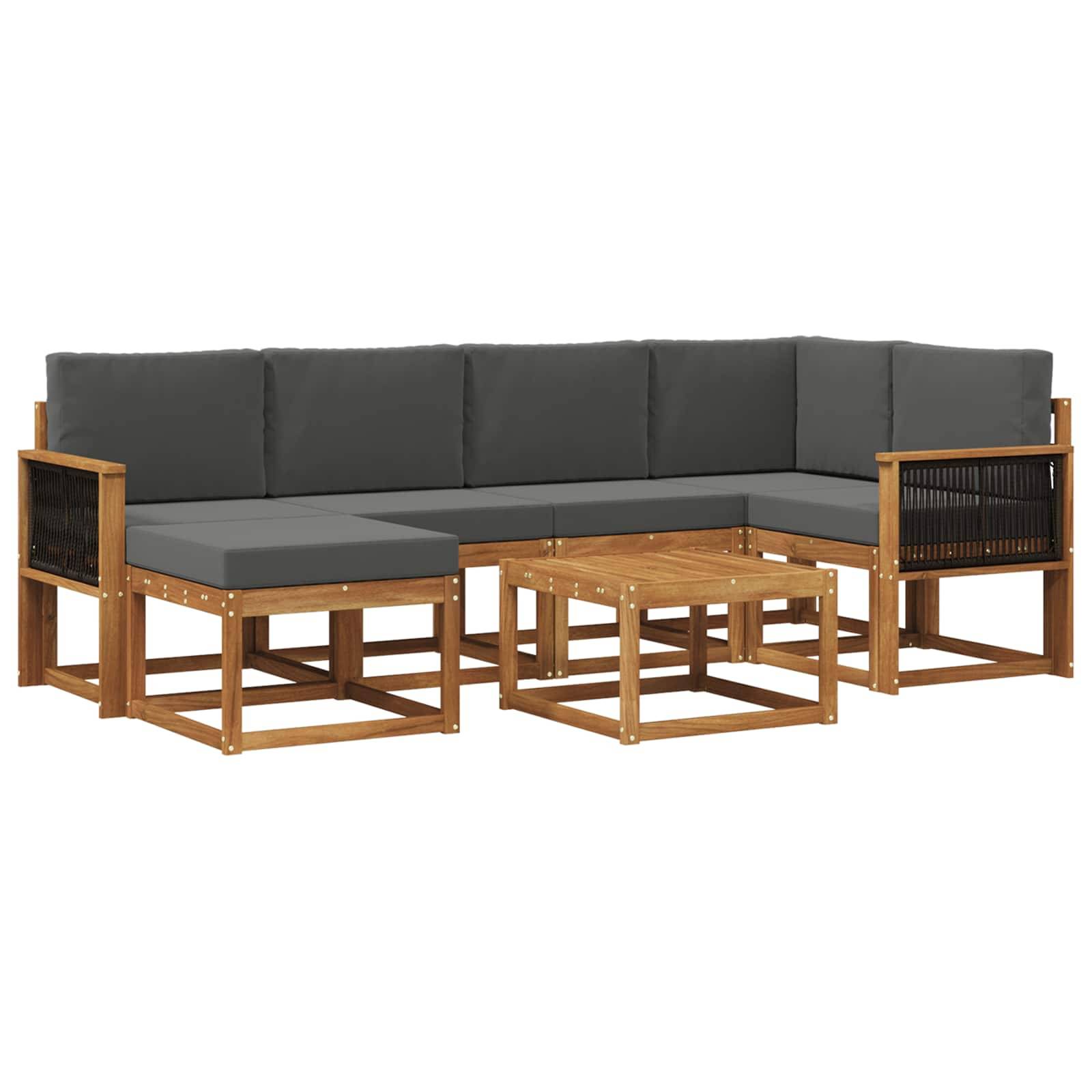 vidaXL Outdoor-Sofagarnitur mit Kissen 7 pcs Natur und Anthrazit