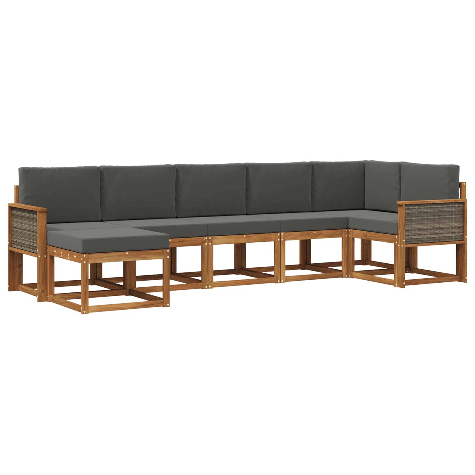 vidaXL Outdoor-Sofagarnitur 7 pcs Natur und Anthrazit Polyester