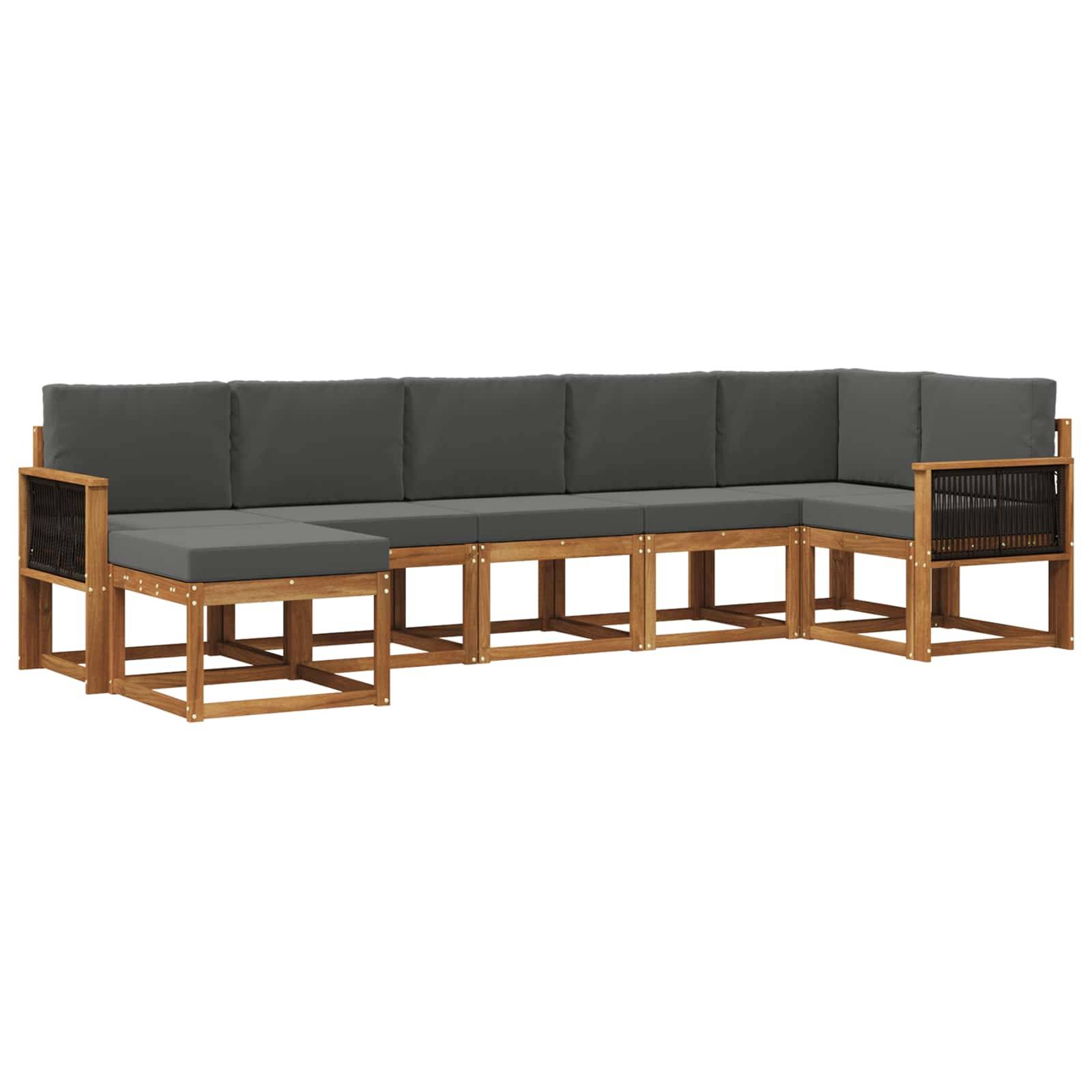 vidaXL Outdoor-Sofagarnitur 7 pcs Natur und Anthrazit Polyester