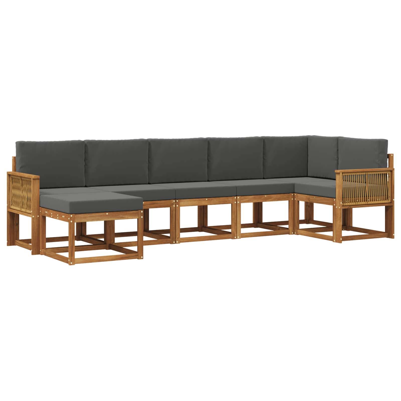 vidaXL Outdoor-Sofagarnitur 7 pcs Natur und Anthrazit Polyester