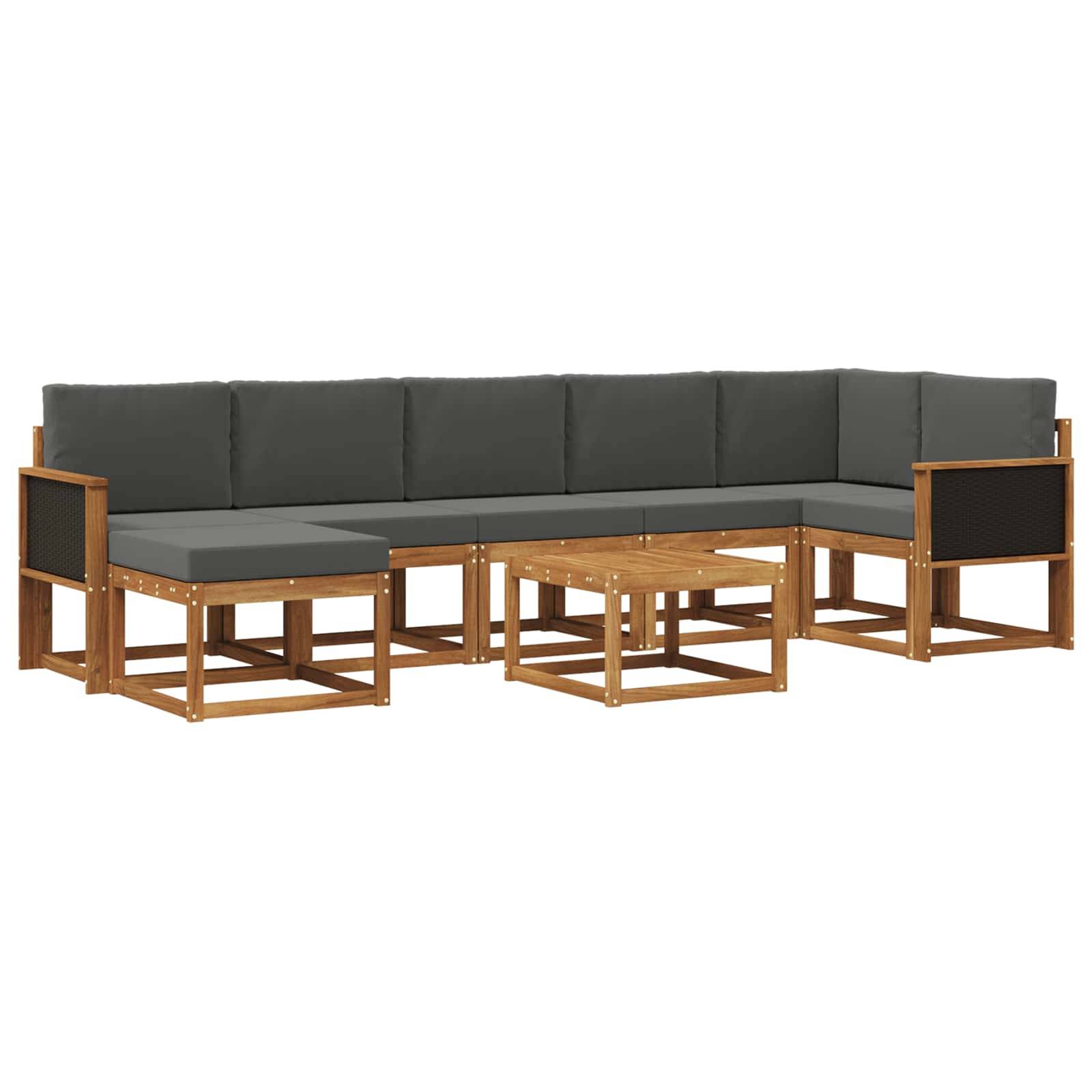 vidaXL Outdoor-Sofagarnitur 8 pcs Natur und Anthrazit Polyester