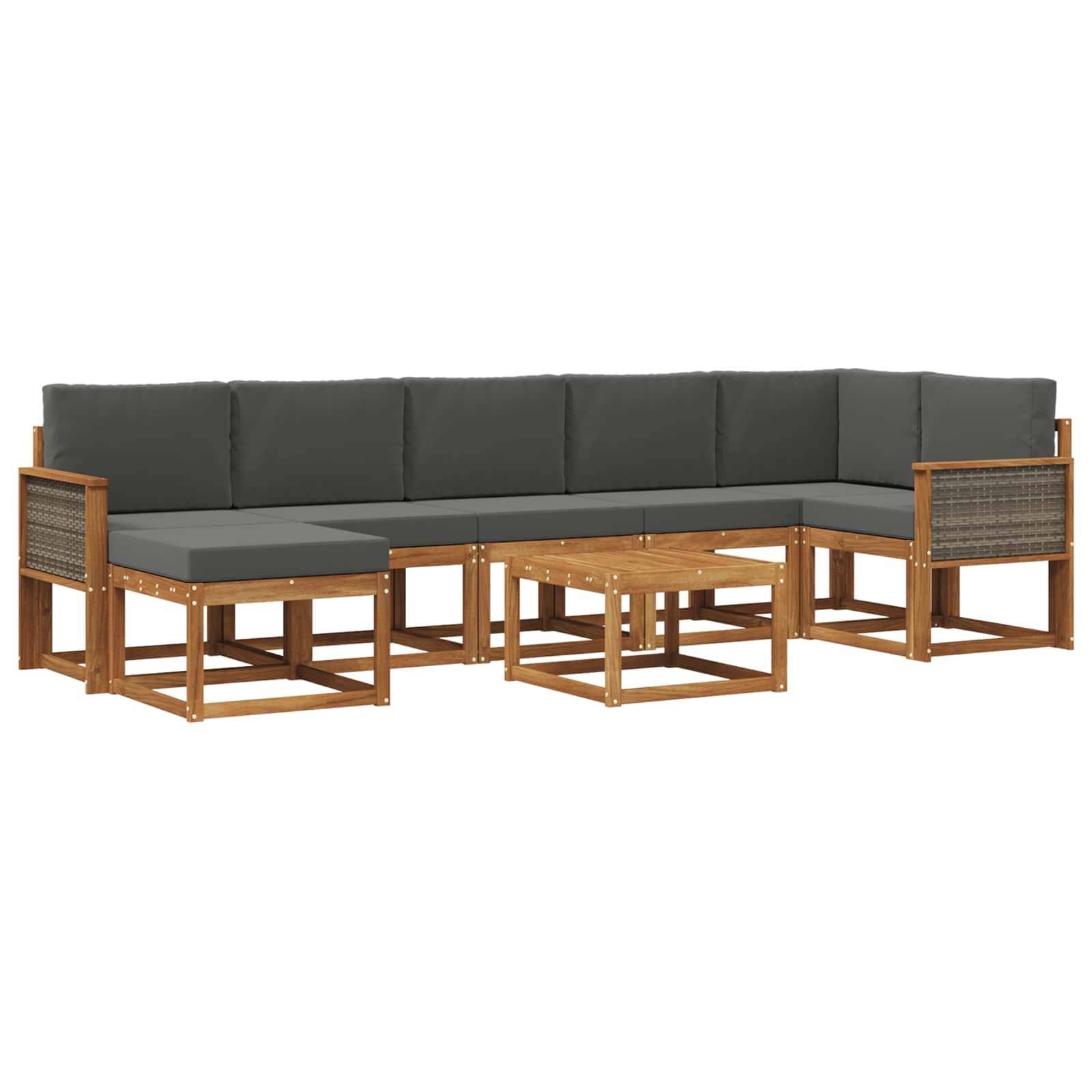 vidaXL Outdoor-Sofagarnitur 8 pcs Natur und Anthrazit Polyester
