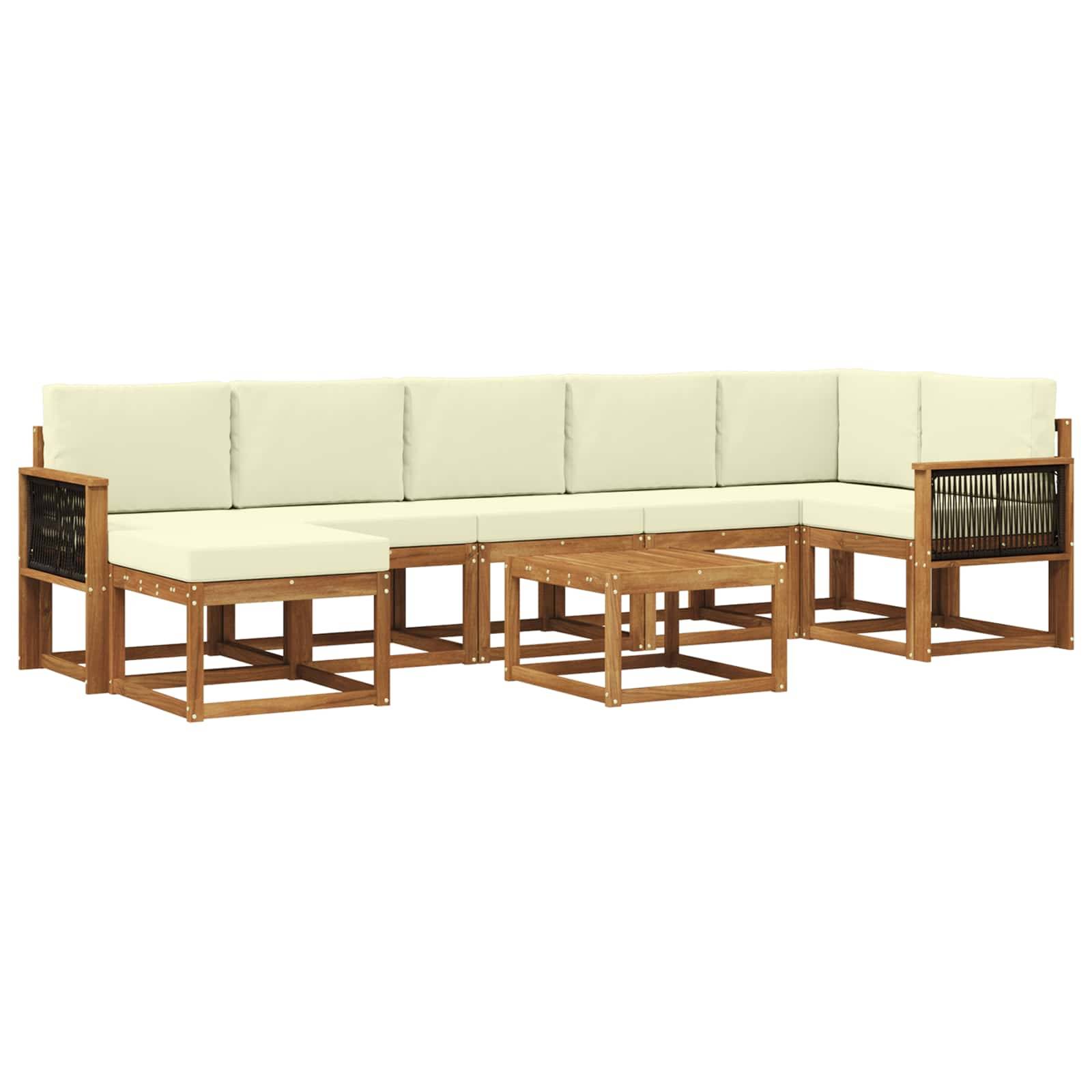 vidaXL Outdoor-Sofagarnitur mit Kissen 8 pcs Natur und Creme Polyester