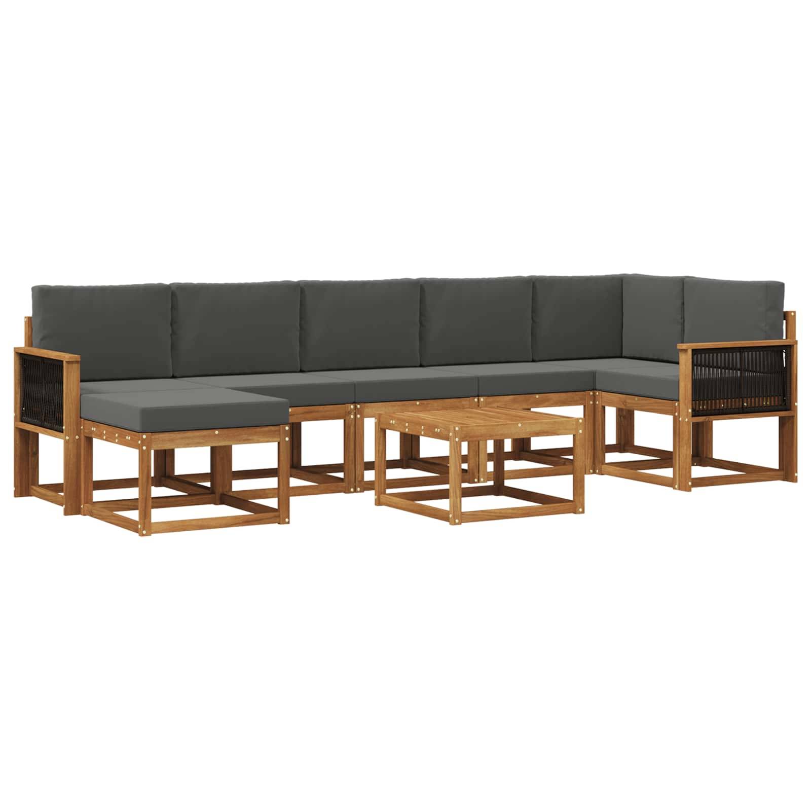 vidaXL Outdoor-Sofagarnitur 8 pcs Natur und Anthrazit Polyester