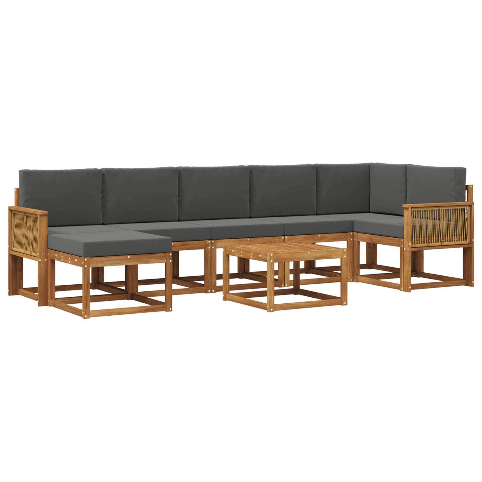 vidaXL Outdoor-Sofagarnitur 8 pcs Natur und Anthrazit Polyester