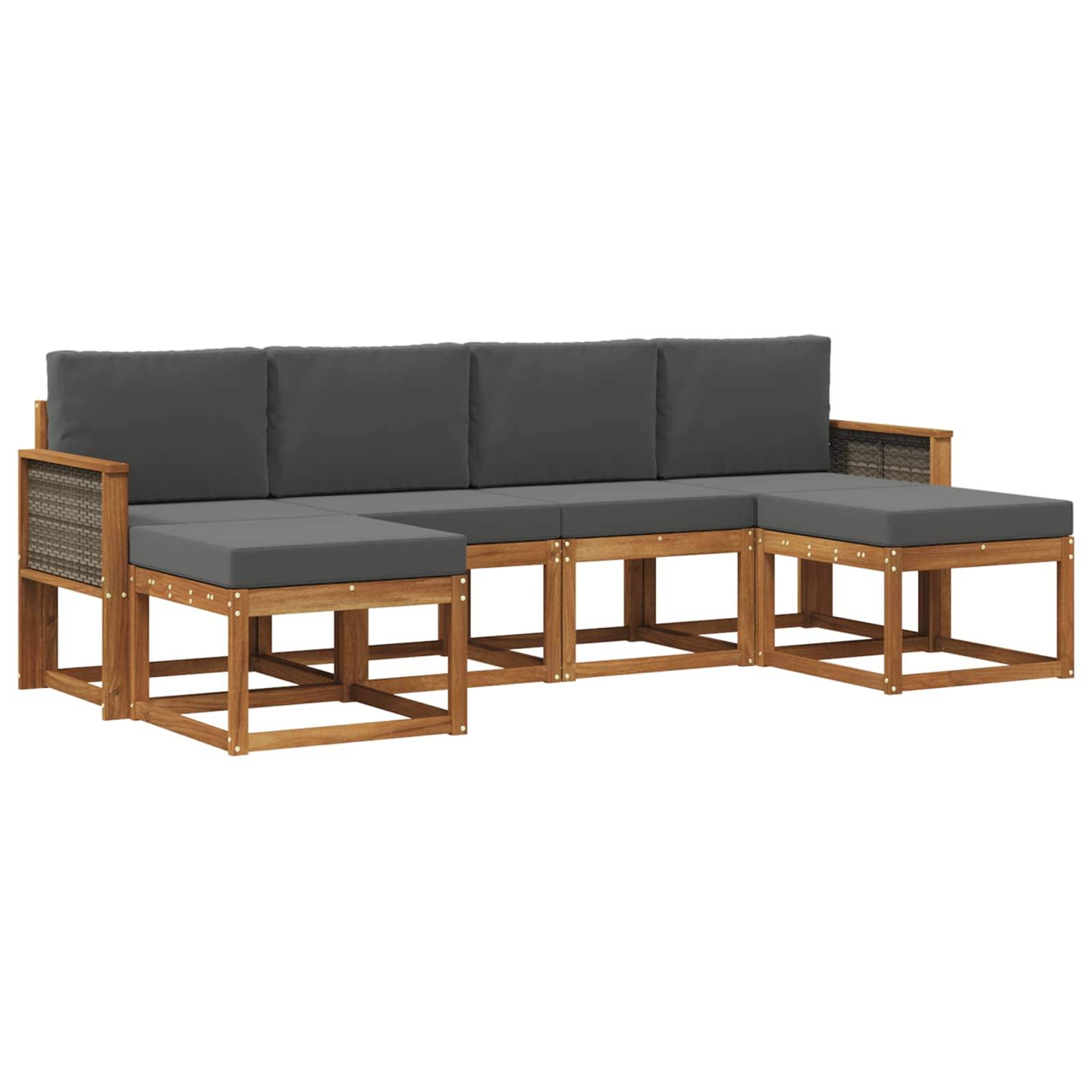 vidaXL Outdoor-Sofagarnitur 6 pcs Natur und Anthrazit Polyester