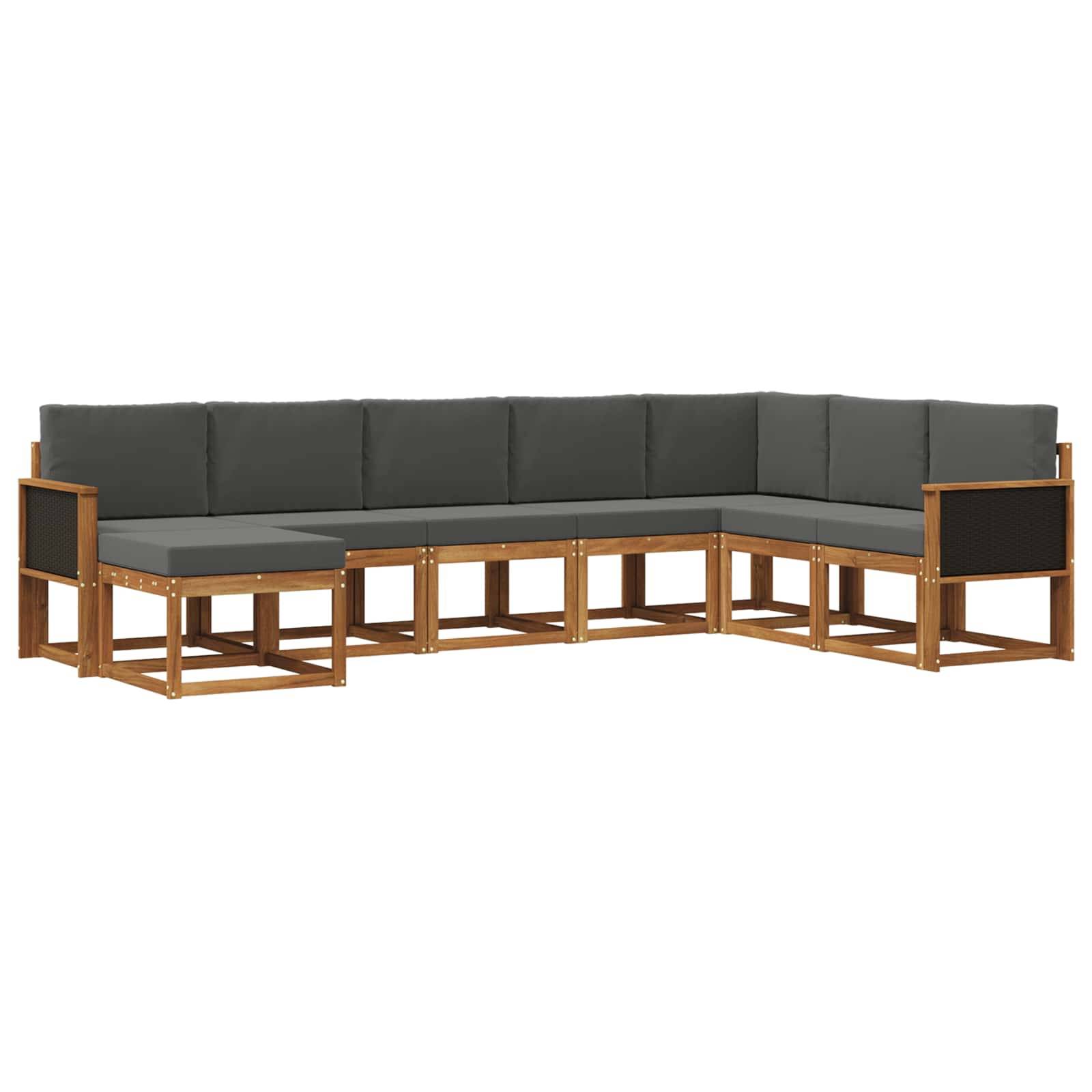 vidaXL Outdoor-Sofagarnitur mit Kissen 8 pcs Natur und Anthrazit
