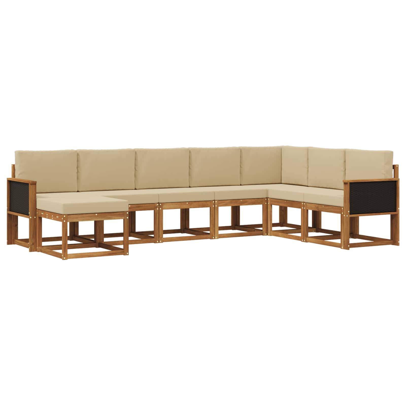 vidaXL Outdoor-Sofagarnitur 8 pcs Natur und Beige Massivholz Akazie