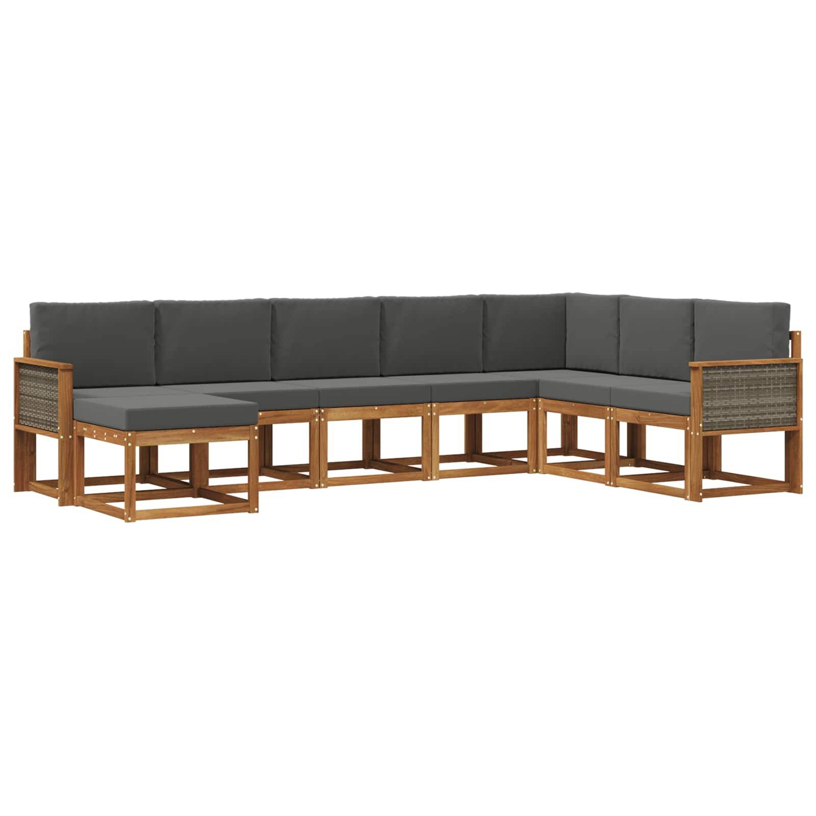 vidaXL Outdoor-Sofagarnitur mit Kissen 8 pcs Natur und Anthrazit