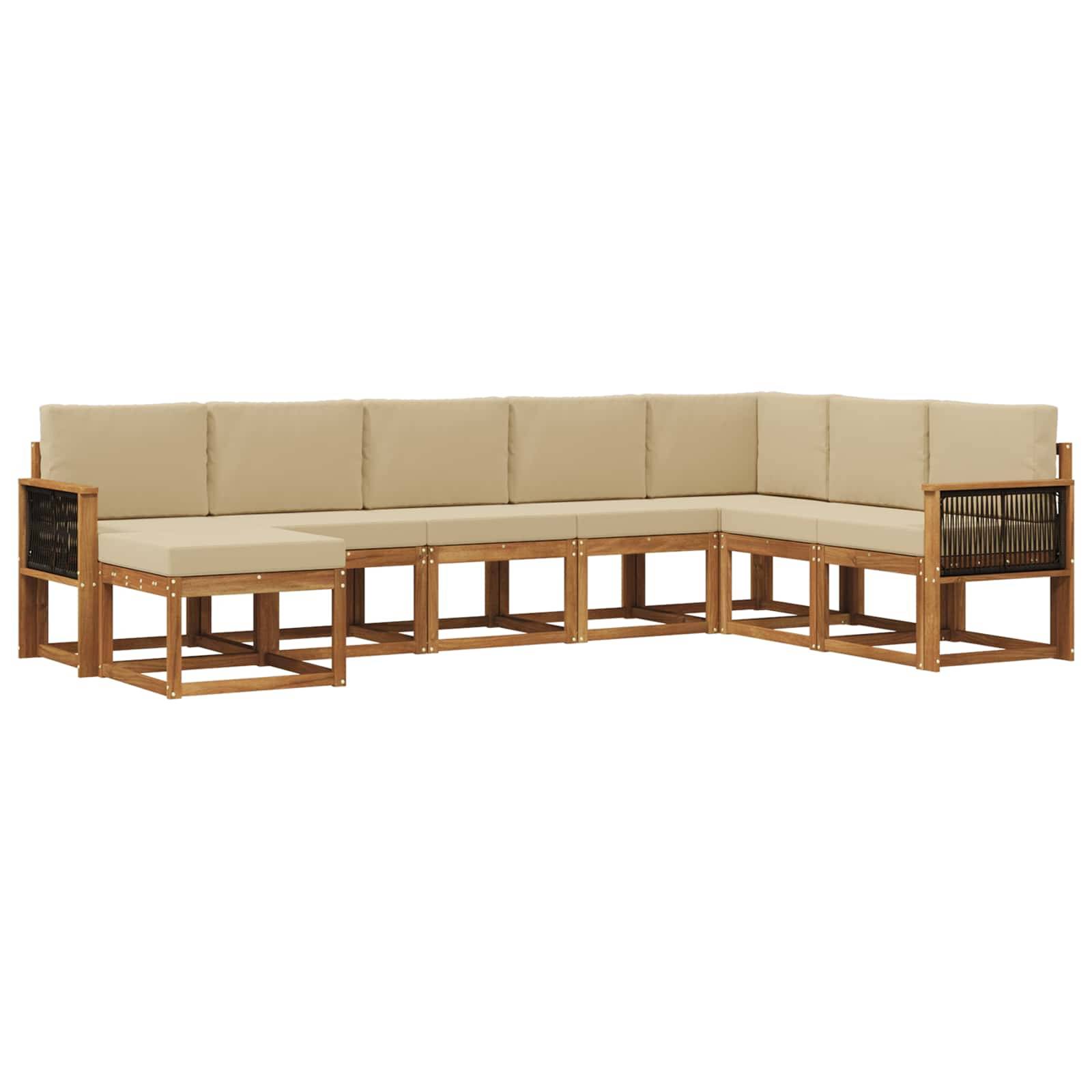 vidaXL Outdoor-Sofagarnitur 8 pcs Natur und Beige Massivholz Akazie