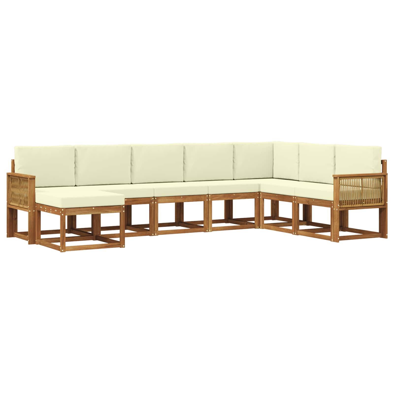 vidaXL Outdoor-Sofagarnitur 8 pcs Natur und Creme Massivholz Akazie
