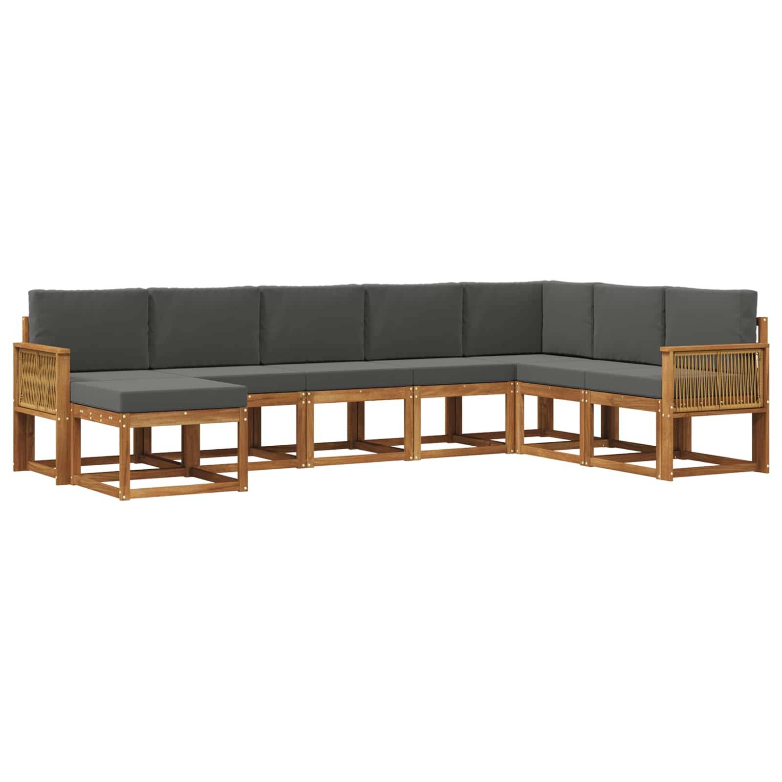 vidaXL Outdoor-Sofagarnitur mit Kissen 8 pcs Natur und Anthrazit
