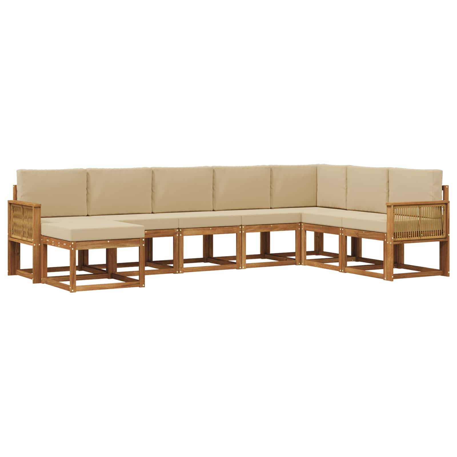 vidaXL Outdoor-Sofagarnitur 8 pcs Natur und Beige Massivholz Akazie