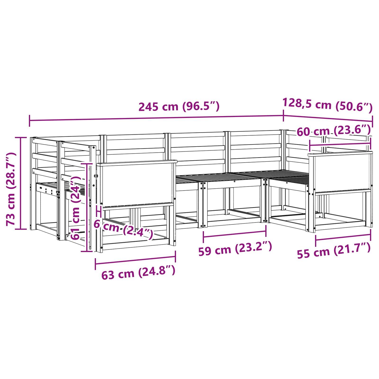 vidaXL Outdoor-Sofagarnitur 6 pcs Natur Massivholz Akazie