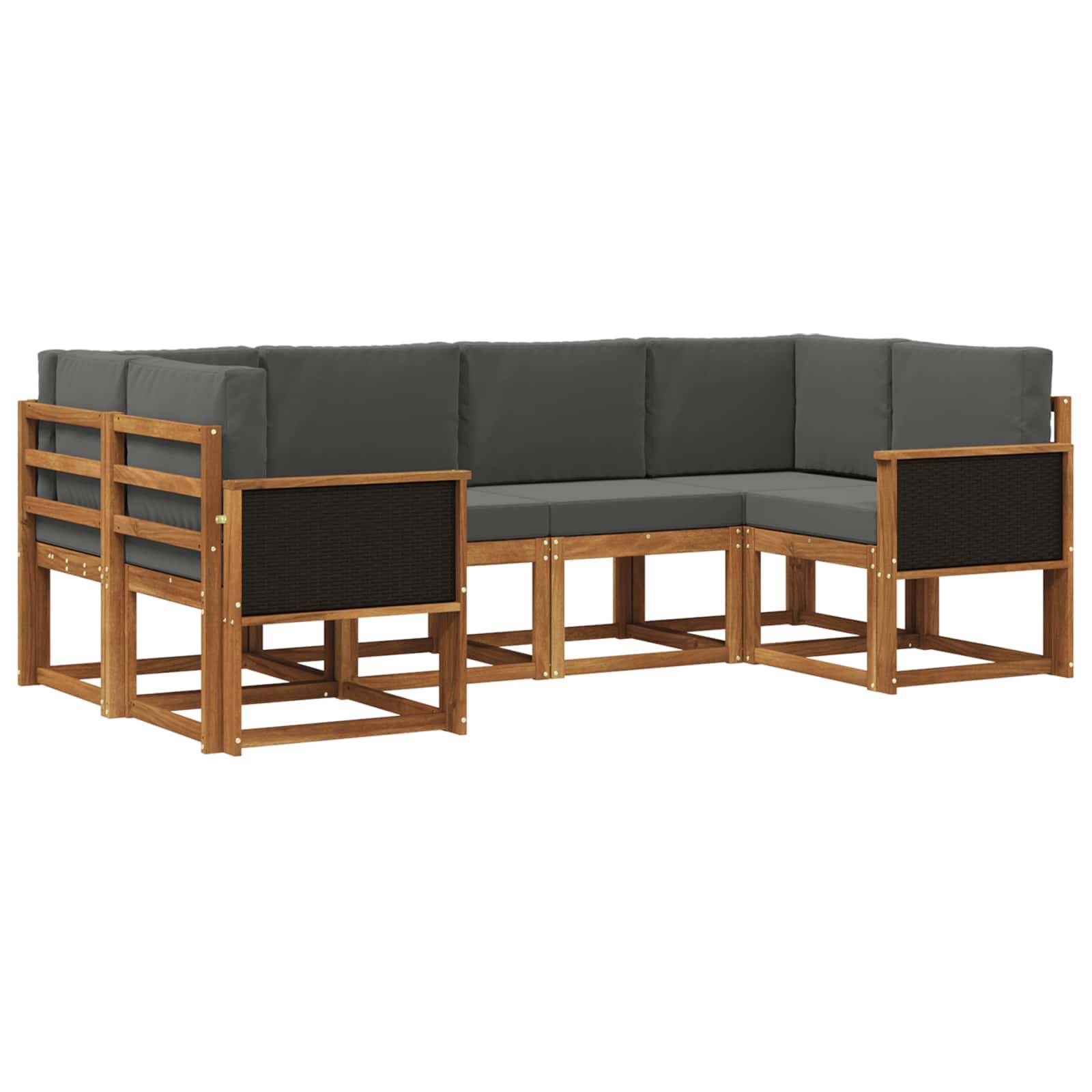 vidaXL Outdoor-Sofagarnitur mit Kissen 6 pcs Natur und Anthrazit