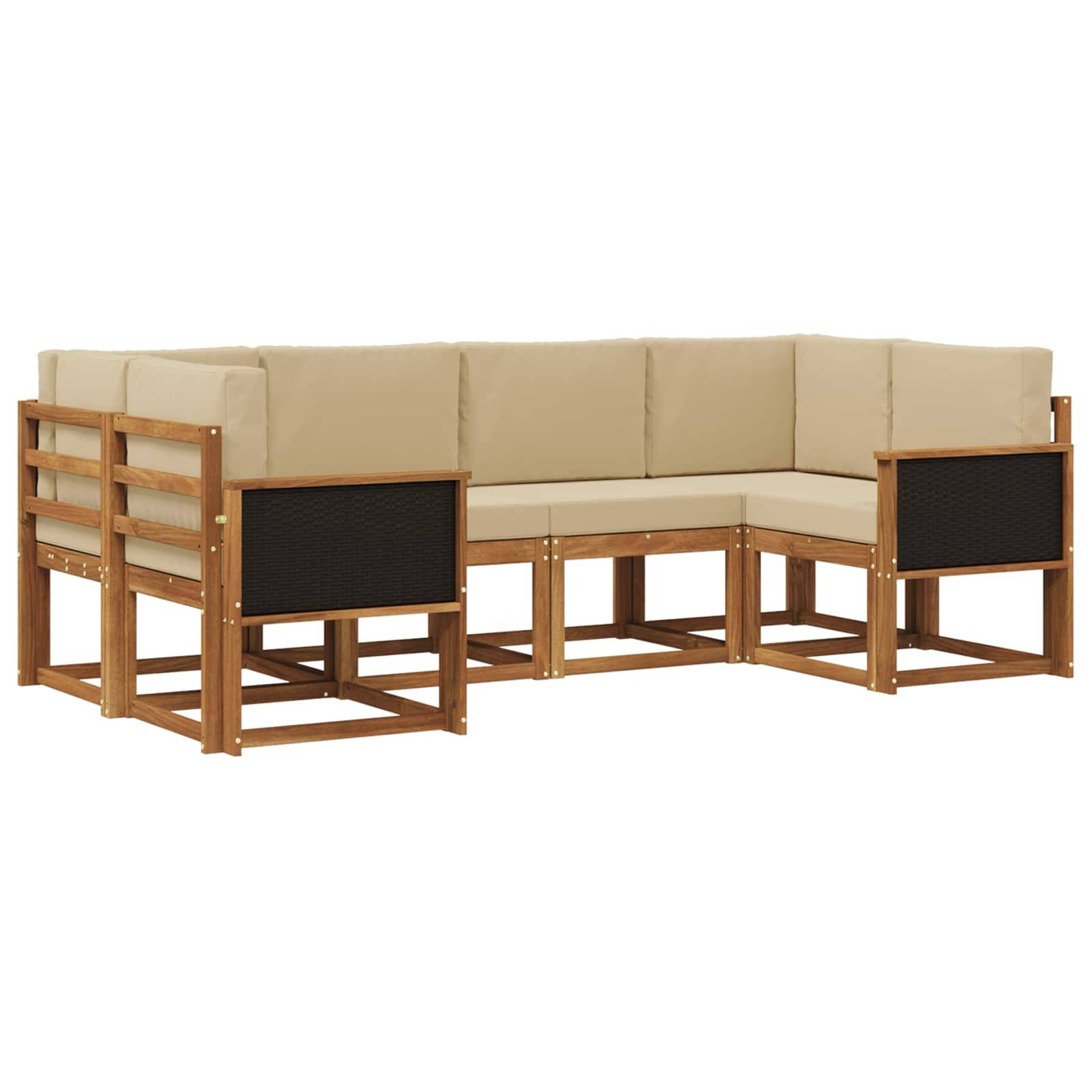 vidaXL Outdoor-Sofagarnitur 6 pcs Natur und Beige Massivholz Akazie