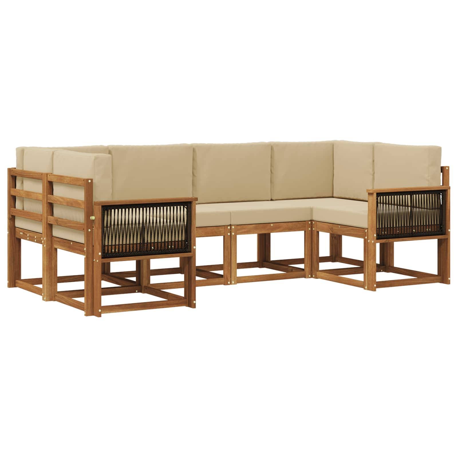 vidaXL Outdoor-Sofagarnitur 6 pcs Natur und Beige Massivholz Akazie
