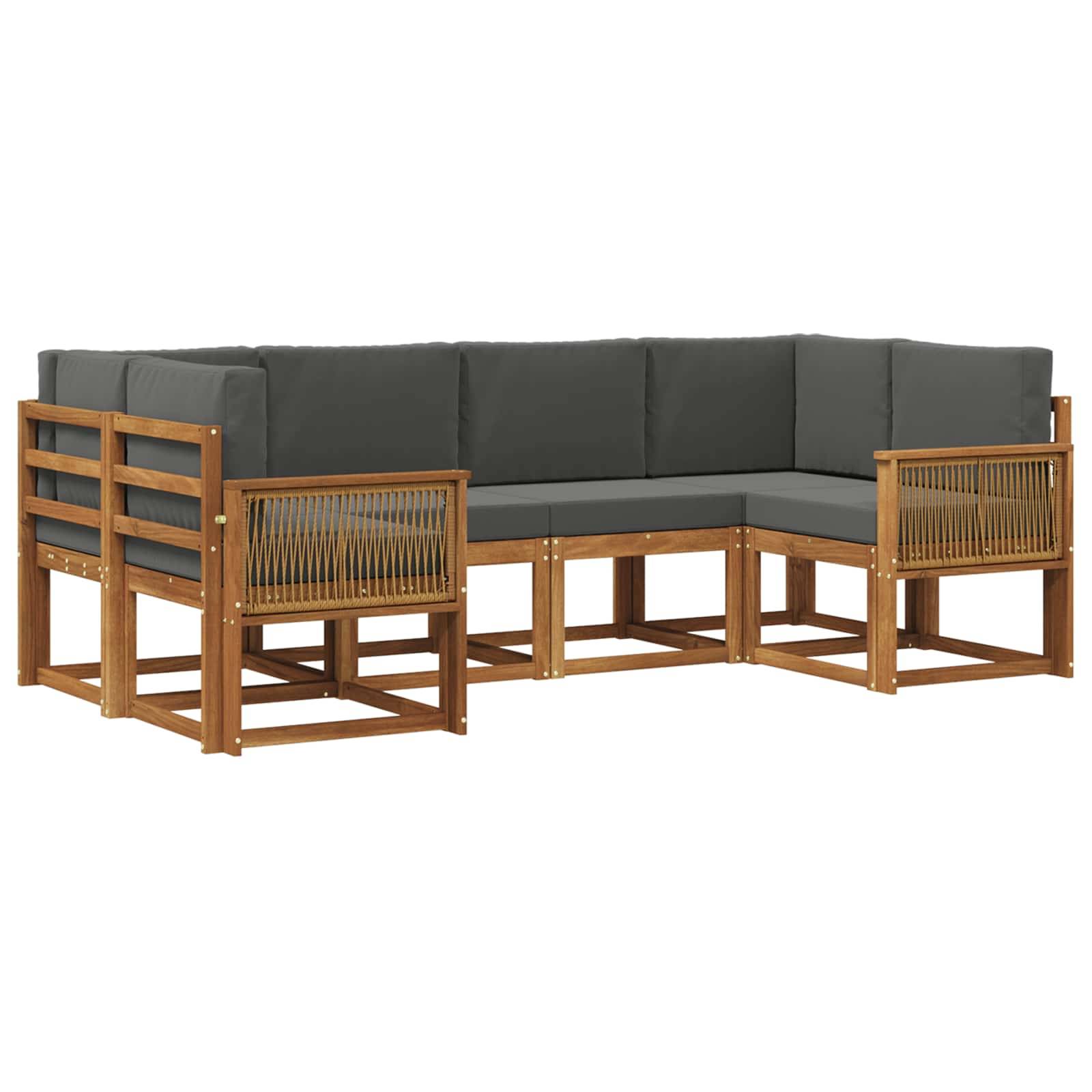 vidaXL Outdoor-Sofagarnitur mit Kissen 6 pcs Natur und Anthrazit