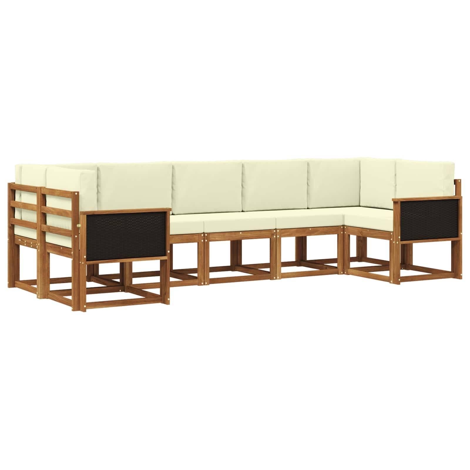vidaXL Outdoor-Sofagarnitur 7 pcs Natur und Creme Massivholz Akazie