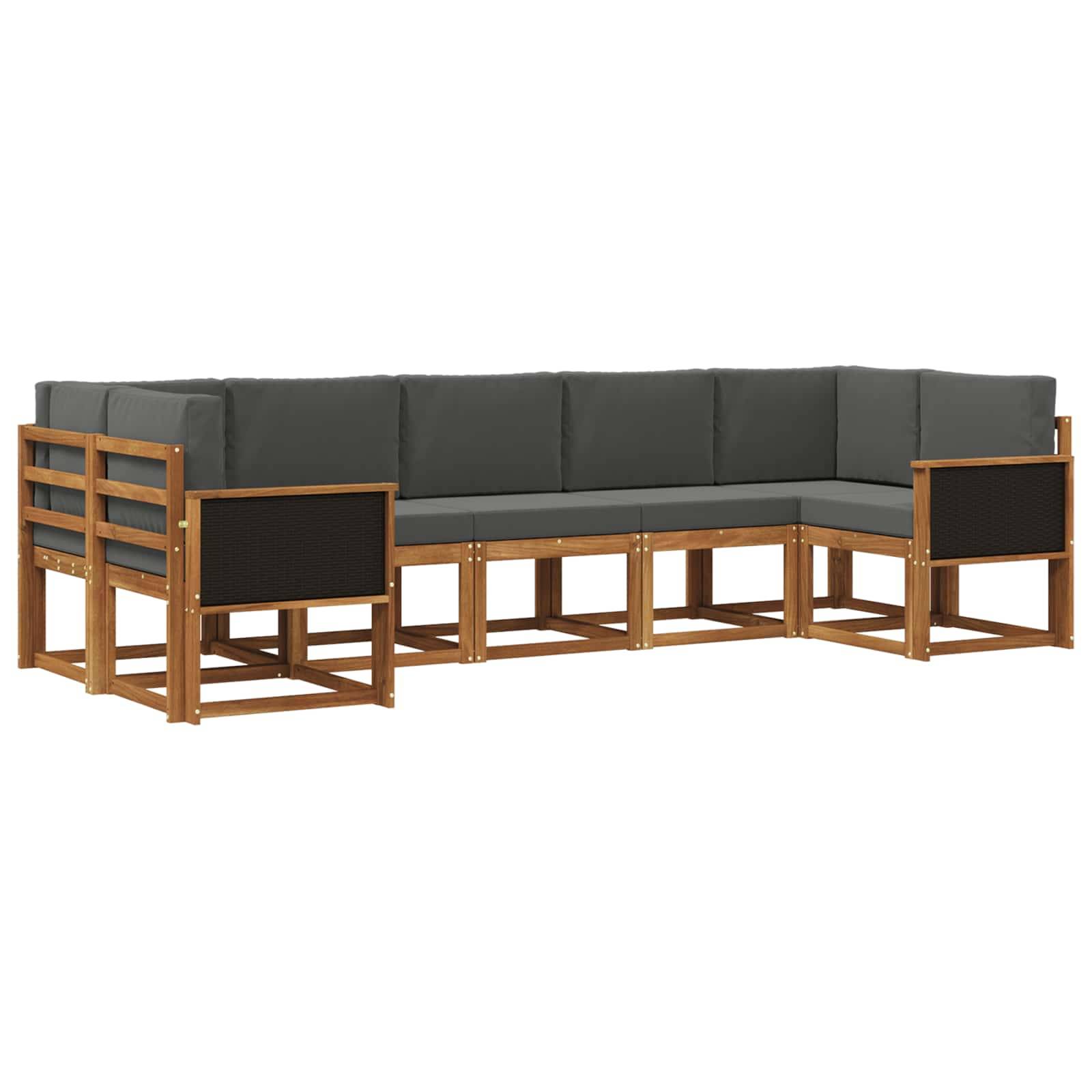 vidaXL Outdoor-Sofagarnitur mit Kissen 7 pcs Natur und Anthrazit