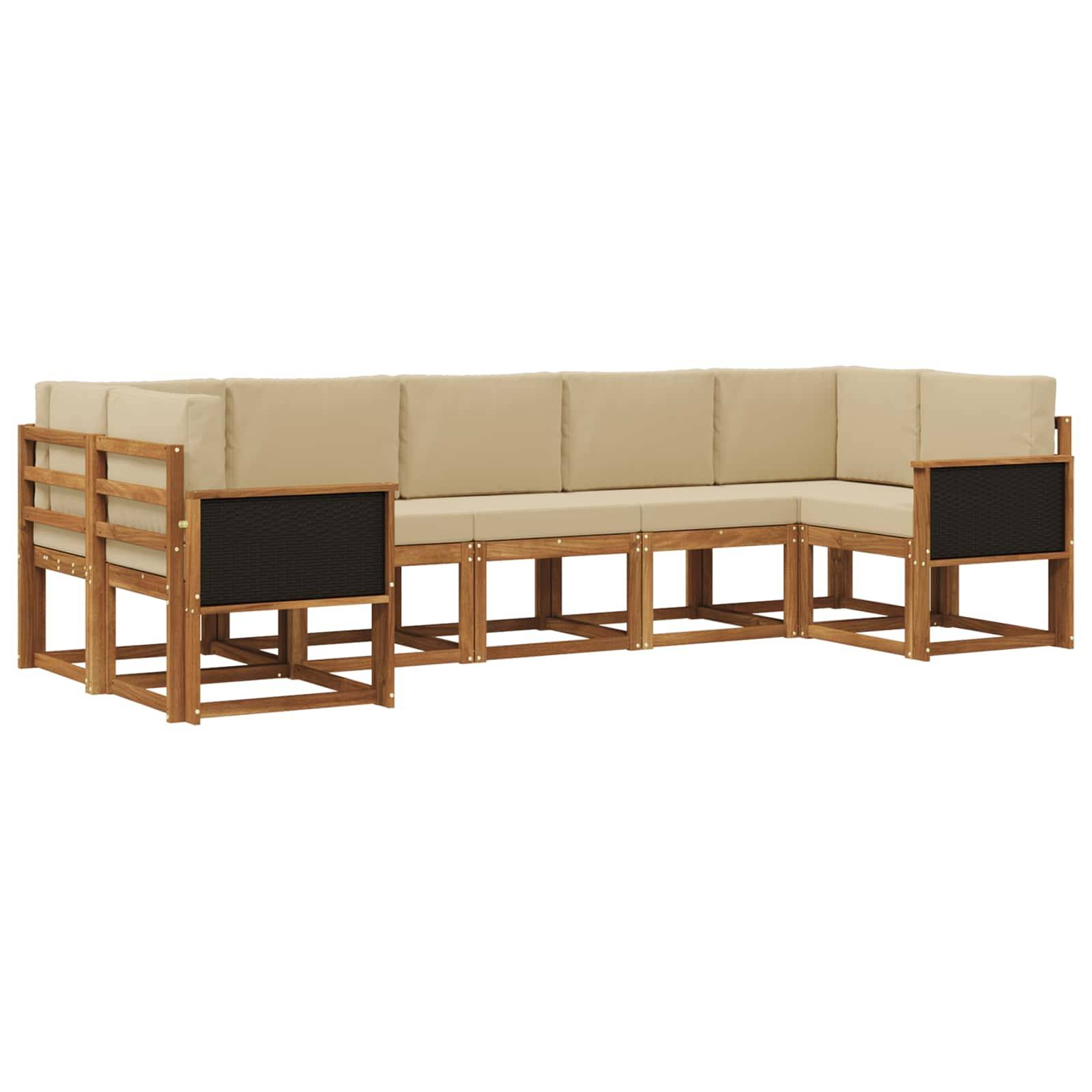 vidaXL Outdoor-Sofagarnitur 7 pcs Natur und Beige Massivholz Akazie