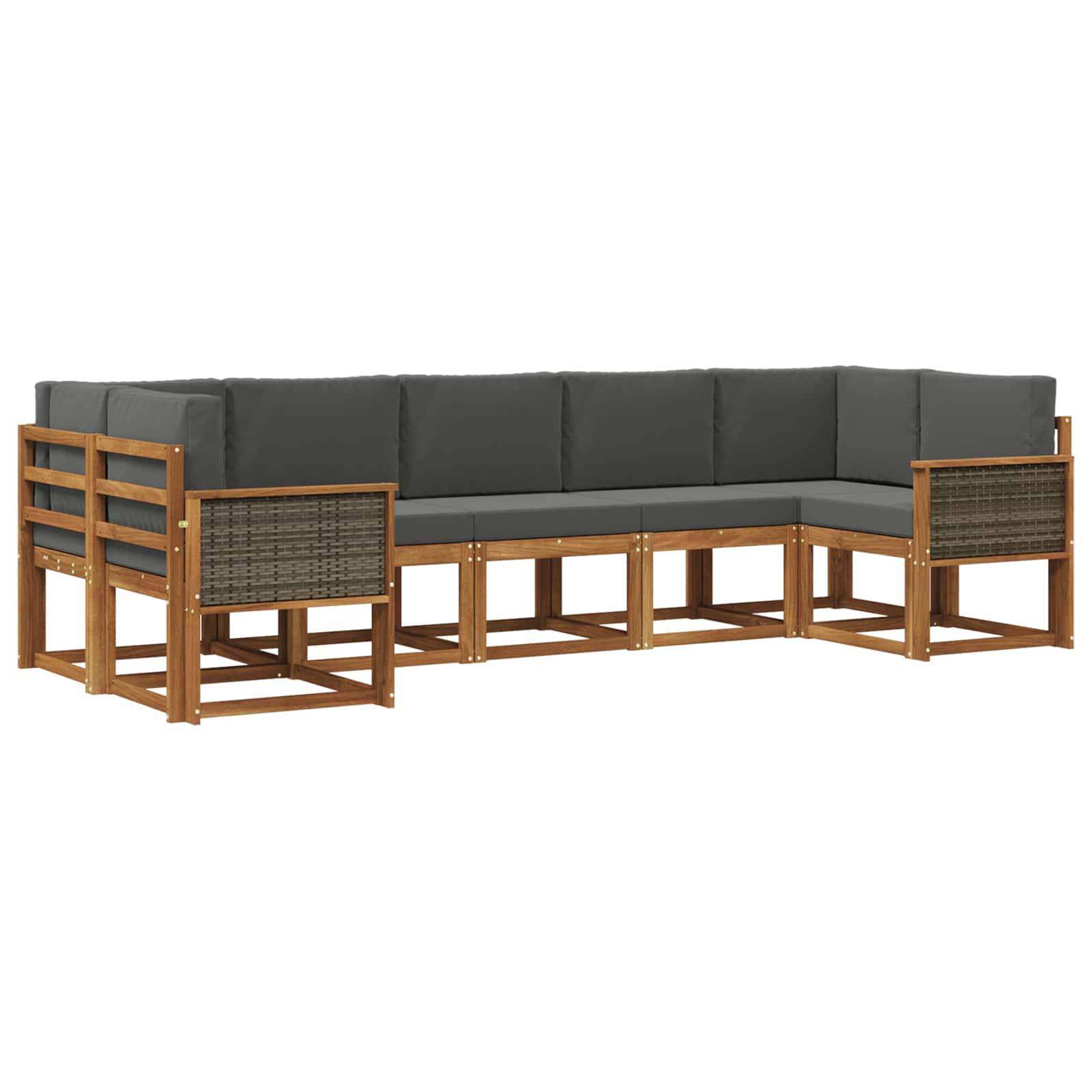 vidaXL Outdoor-Sofagarnitur mit Kissen 7 pcs Natur und Anthrazit