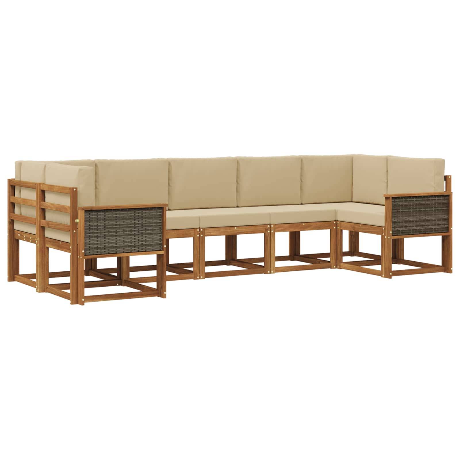 vidaXL Outdoor-Sofagarnitur 7 pcs Natur und Beige Massivholz Akazie