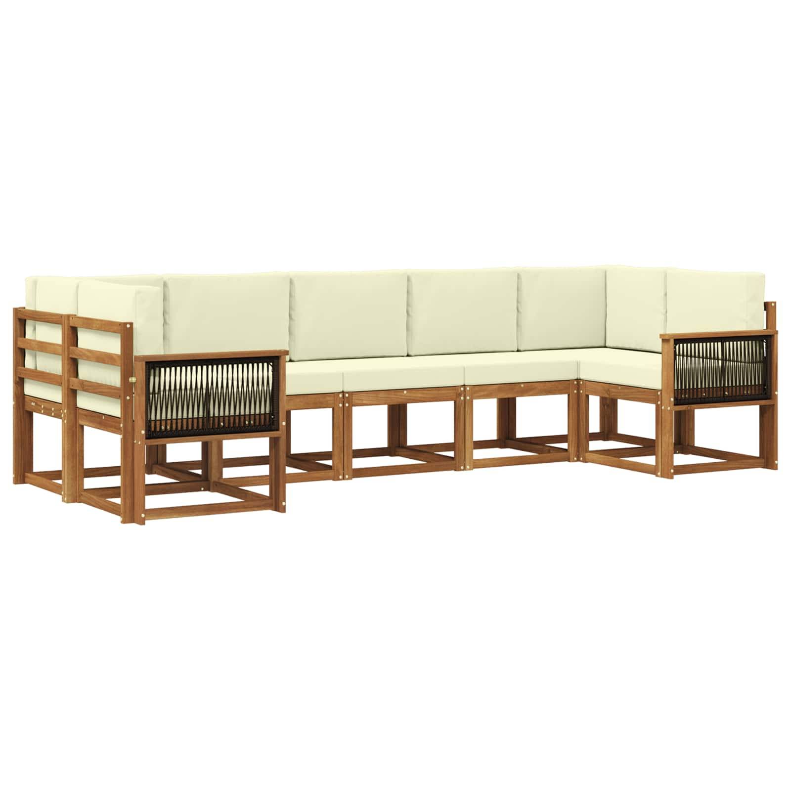 vidaXL Outdoor-Sofagarnitur 7 pcs Natur und Creme Massivholz Akazie