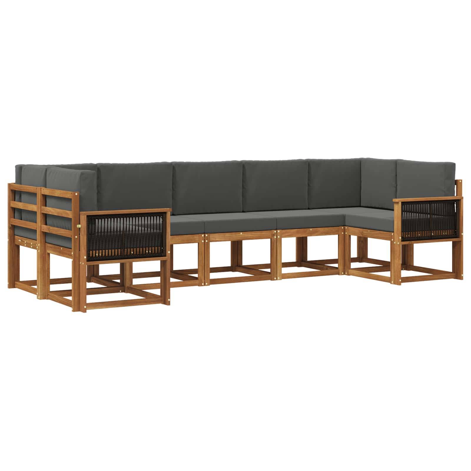 vidaXL Outdoor-Sofagarnitur mit Kissen 7 pcs Natur und Anthrazit