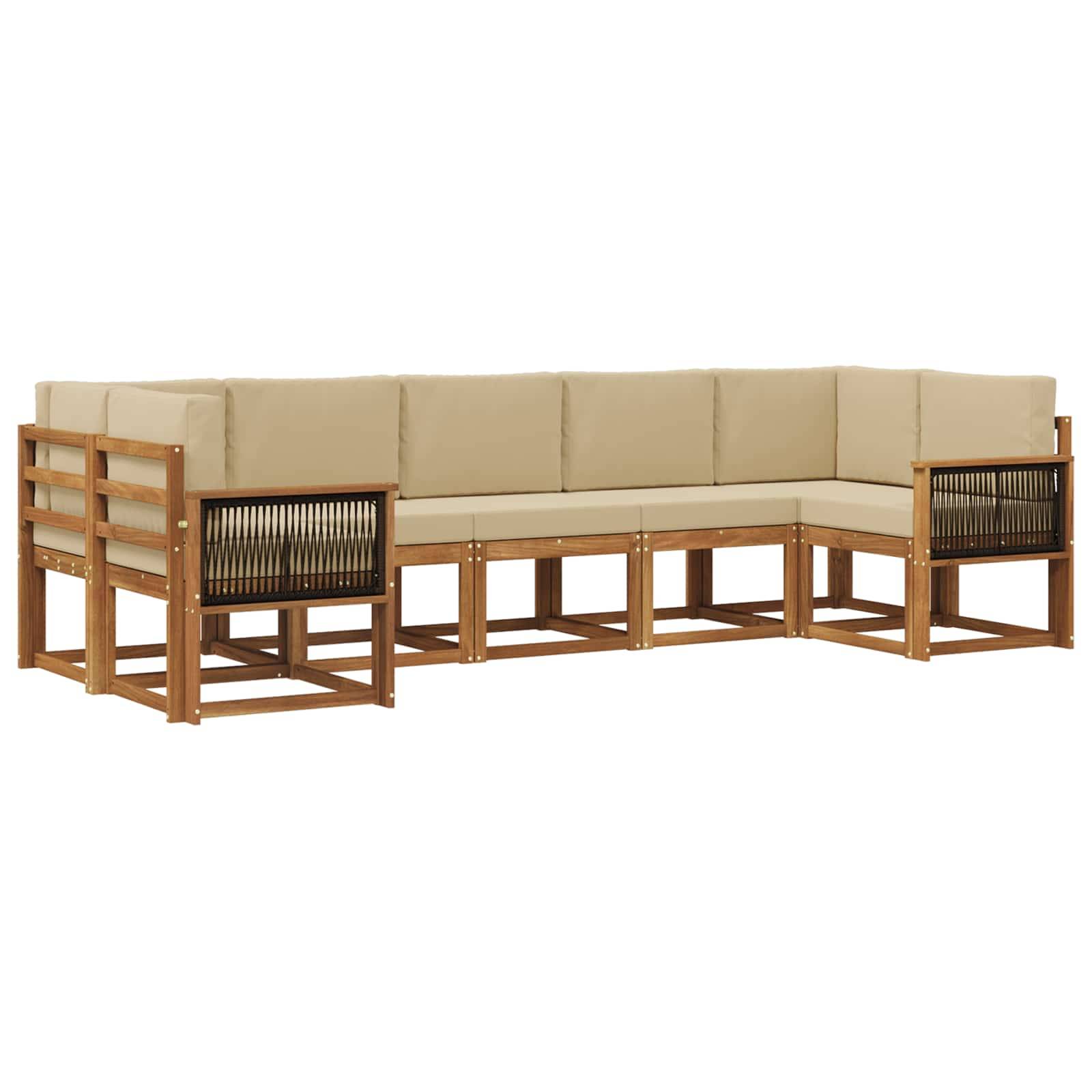 vidaXL Outdoor-Sofagarnitur 7 pcs Natur und Beige Massivholz Akazie