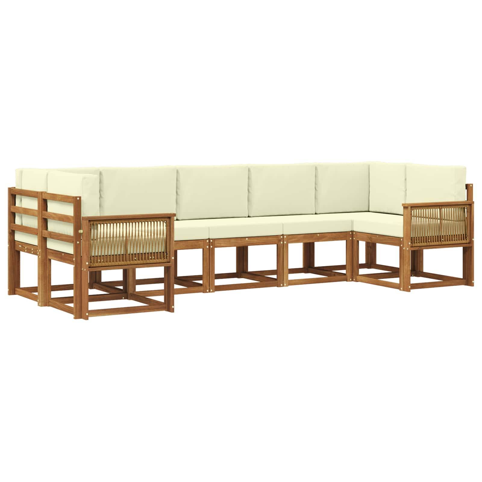 vidaXL Outdoor-Sofagarnitur 7 pcs Natur und Creme Massivholz Akazie
