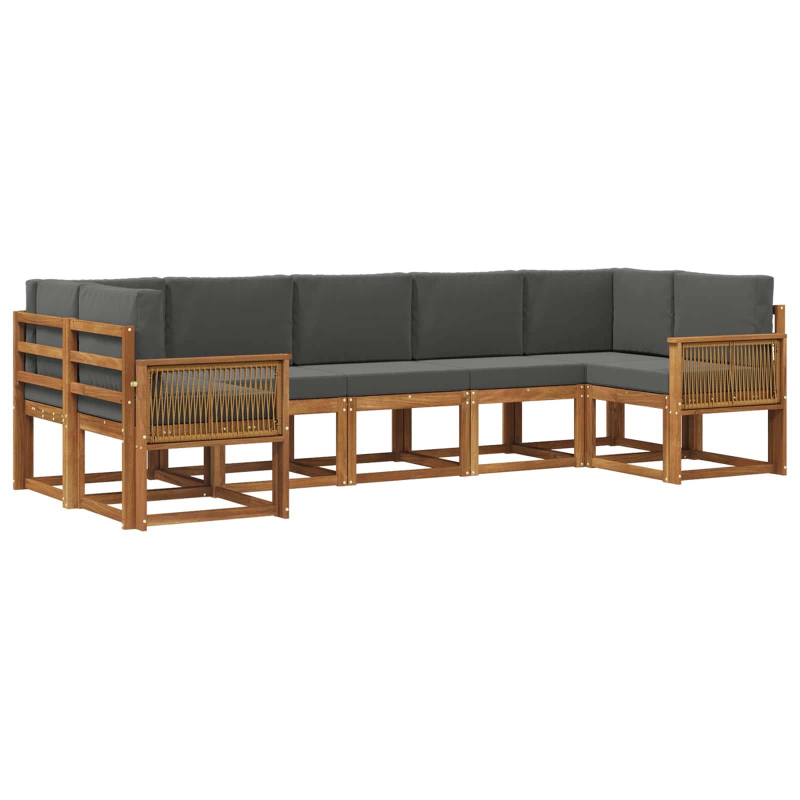 vidaXL Outdoor-Sofagarnitur mit Kissen 7 pcs Natur und Anthrazit