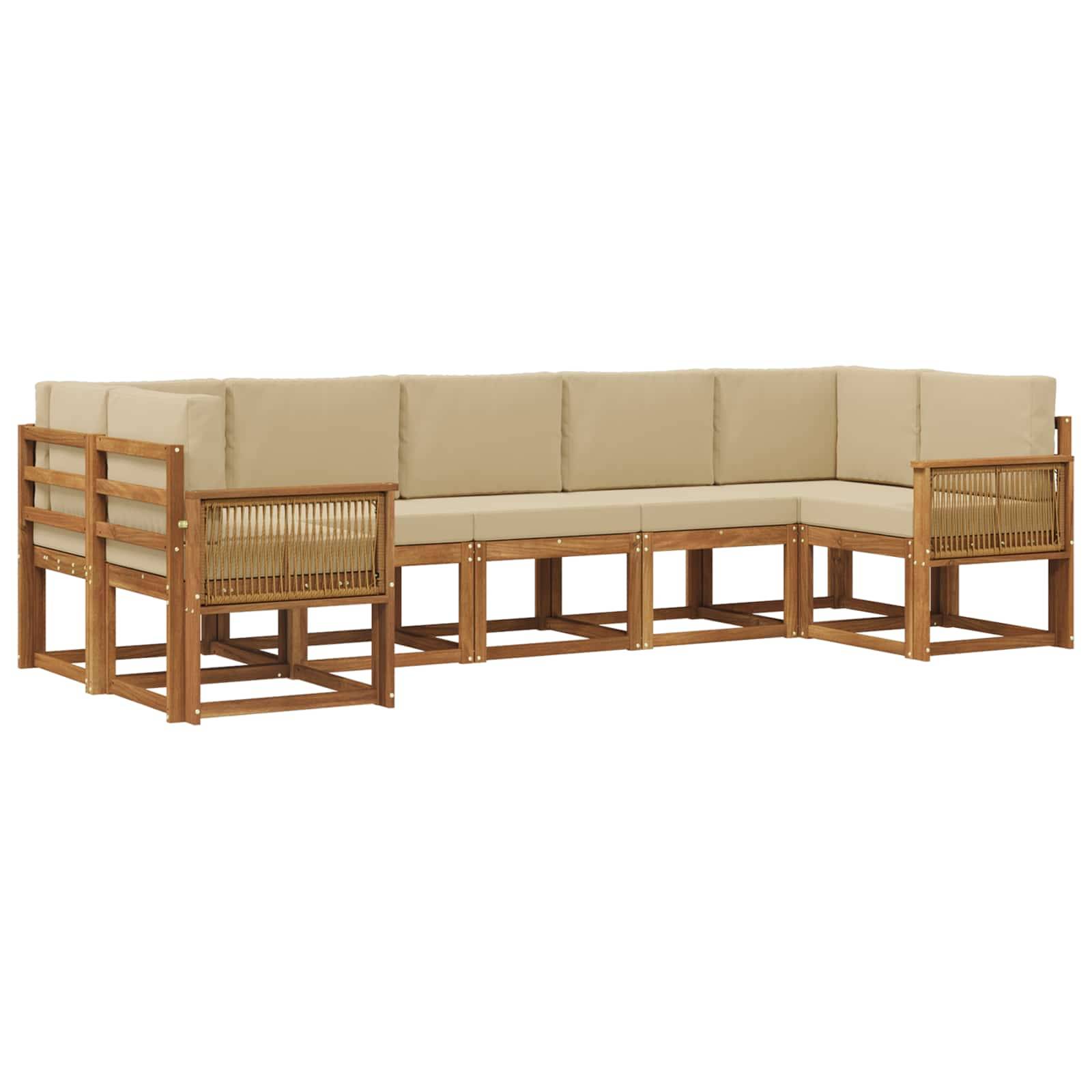vidaXL Outdoor-Sofagarnitur 7 pcs Natur und Beige Massivholz Akazie
