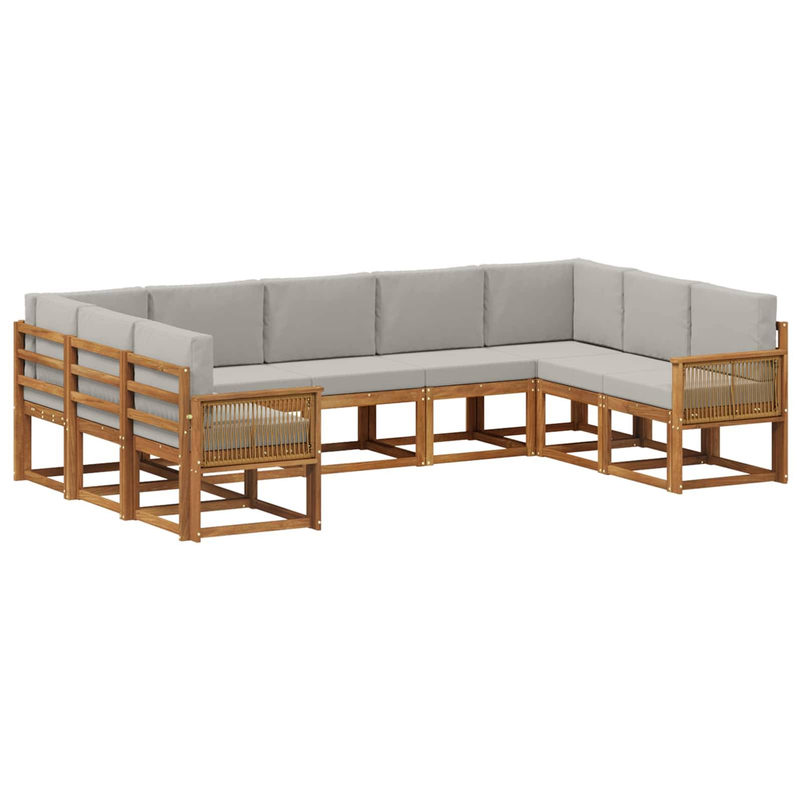 vidaXL Outdoor-Sofagarnitur mit Kissen 9 pcs Natürlich und Hellgrau