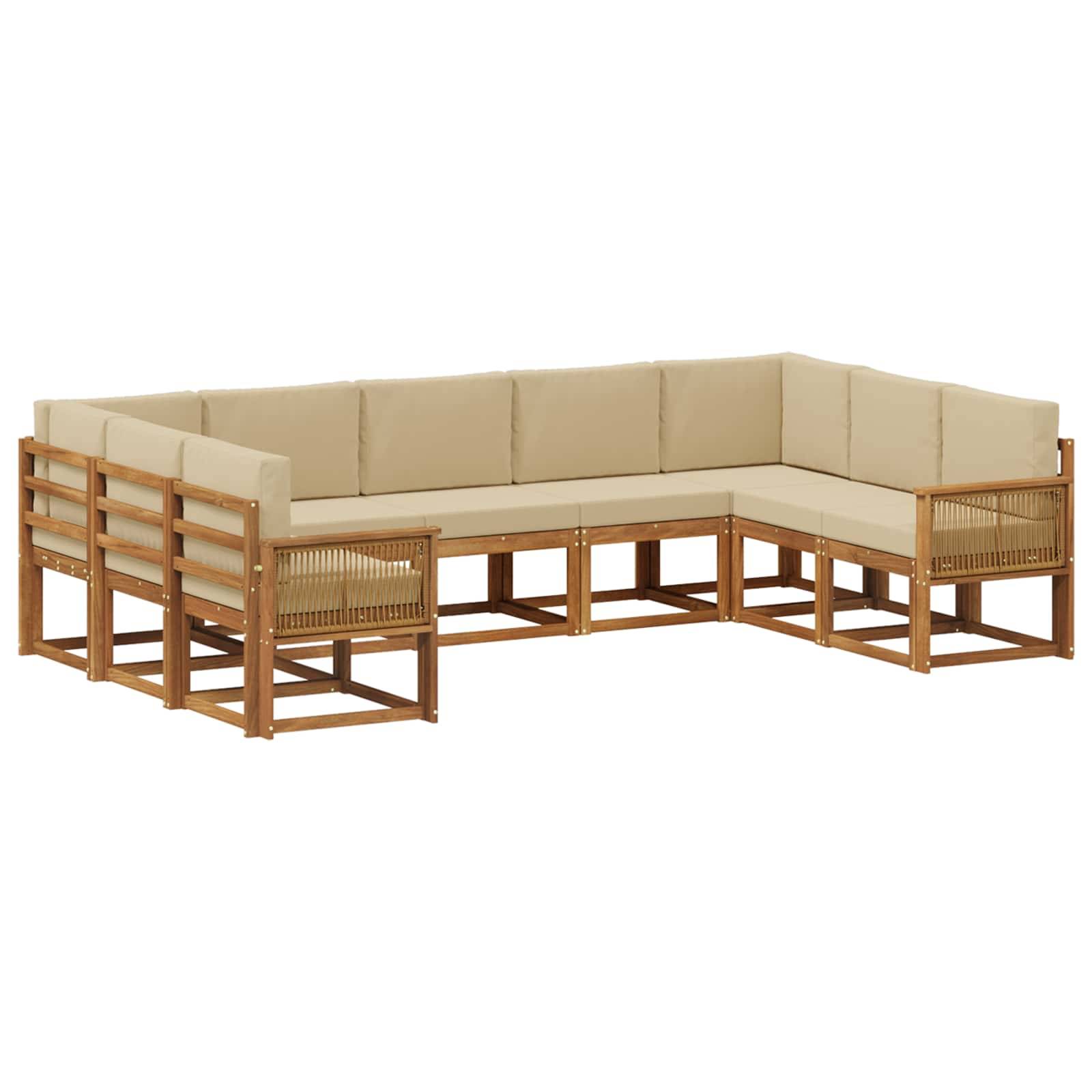 vidaXL Outdoor-Sofagarnitur 9 pcs Natur und Beige Massivholz Akazie
